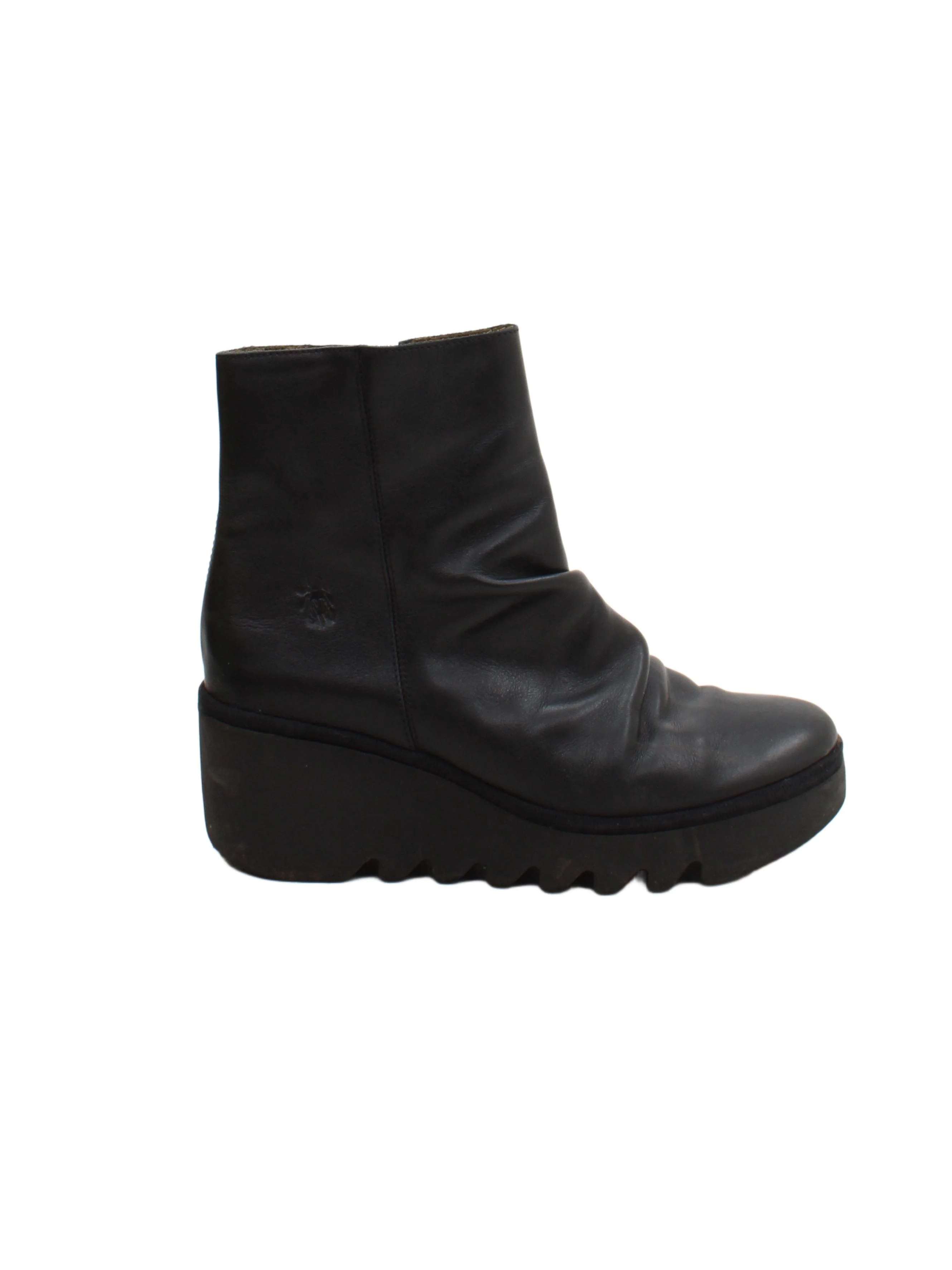 FLY London Women's Boots UK 4 Black 100% Leather Platform