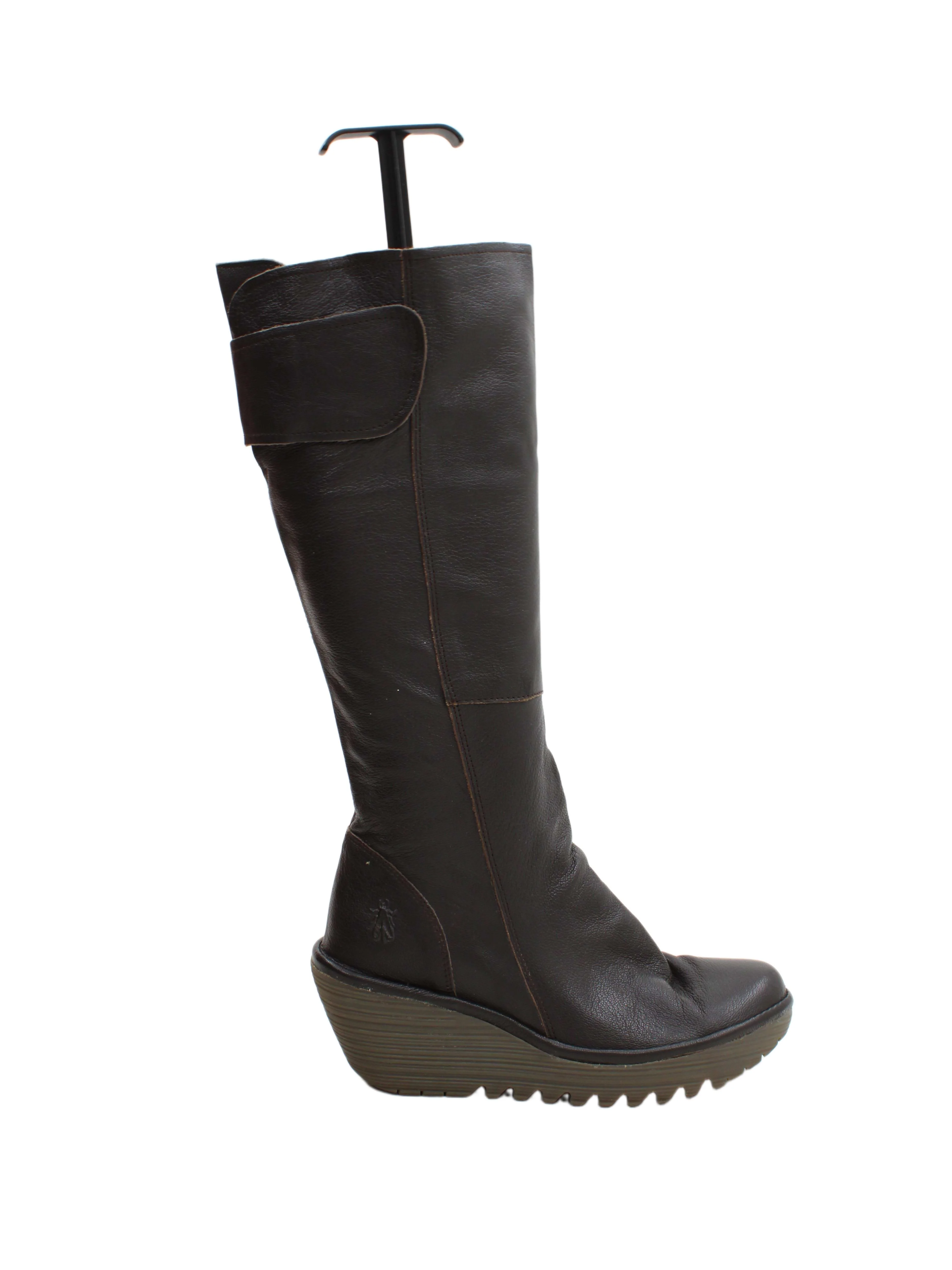FLY London Women's Boots UK 4 Brown 100% Leather Platform