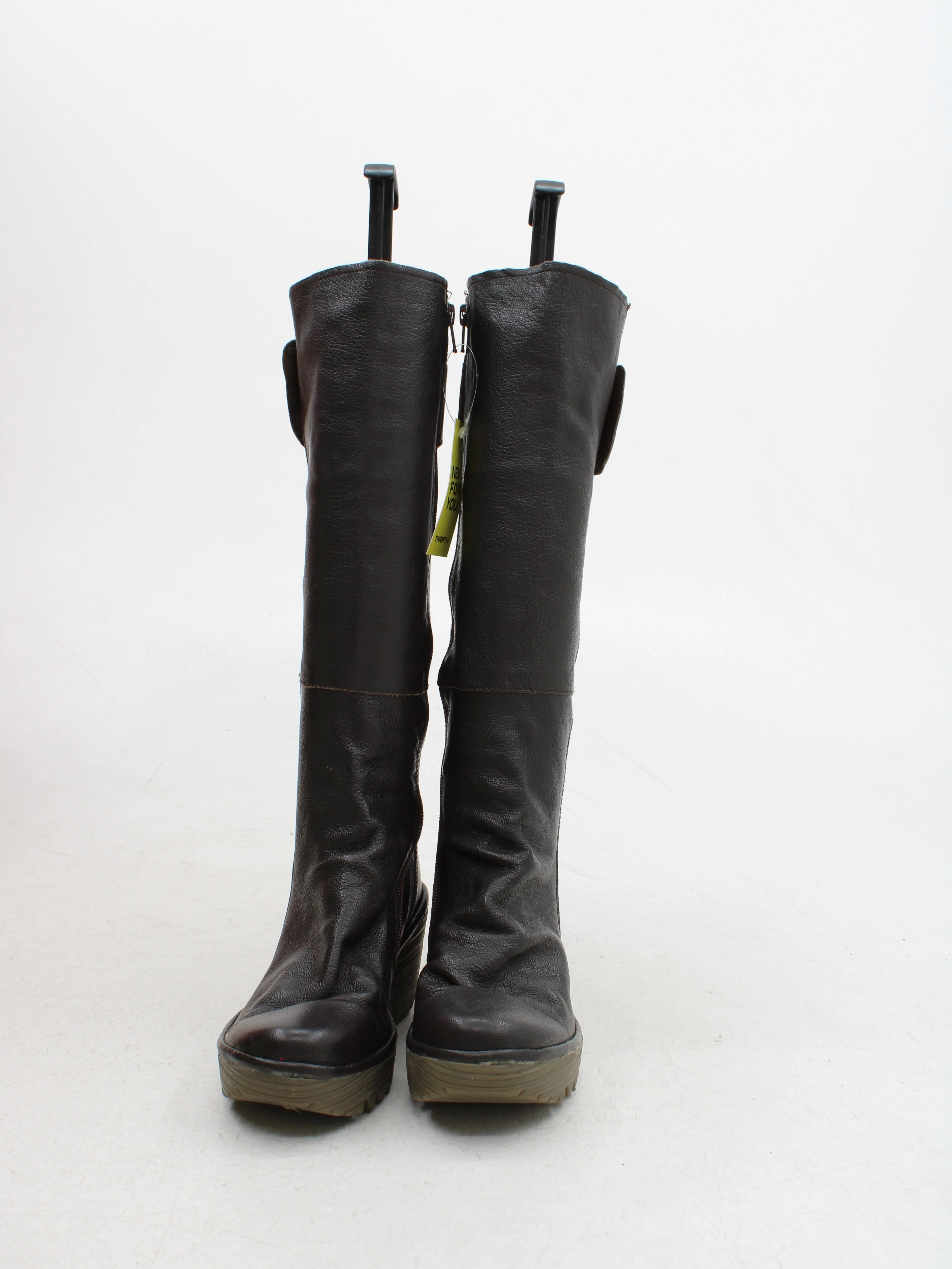 FLY London Women's Boots UK 4 Brown 100% Leather Platform - Image 2