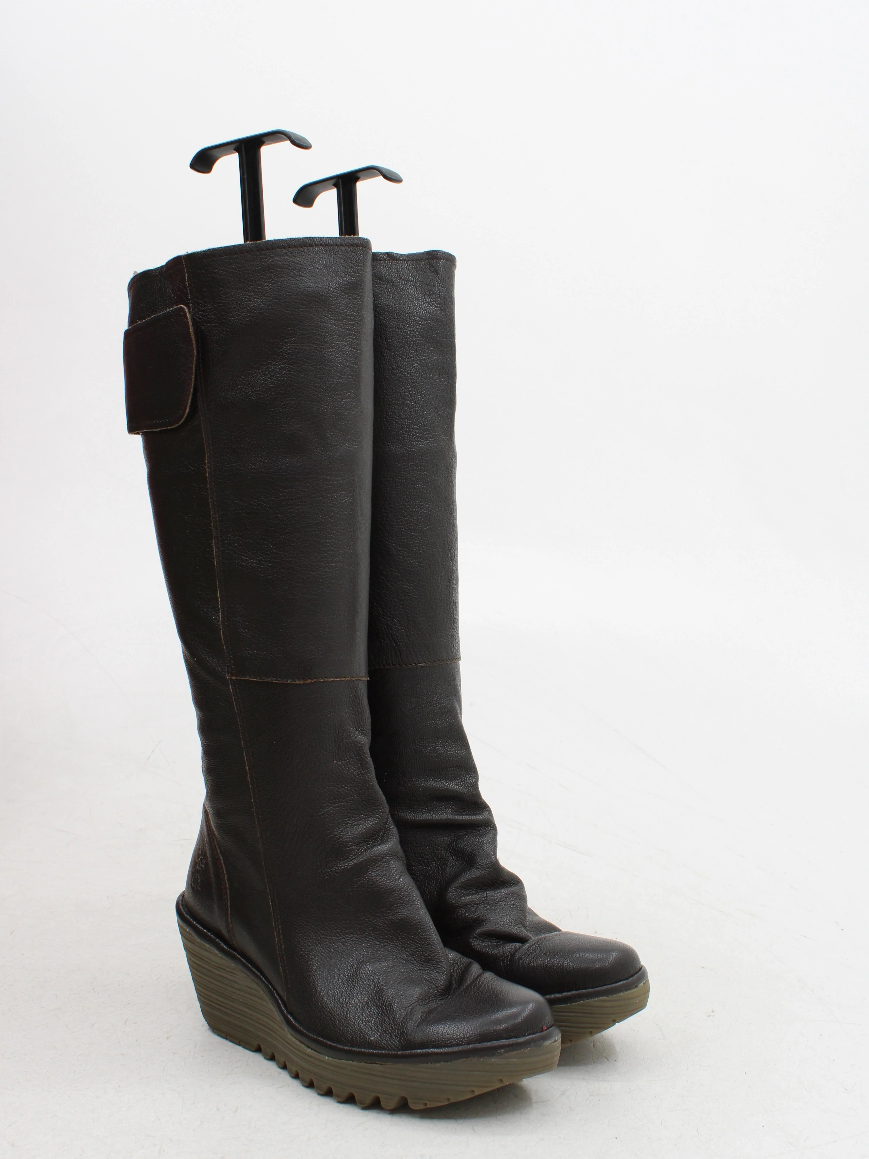 FLY London Women's Boots UK 4 Brown 100% Leather Platform - Image 4
