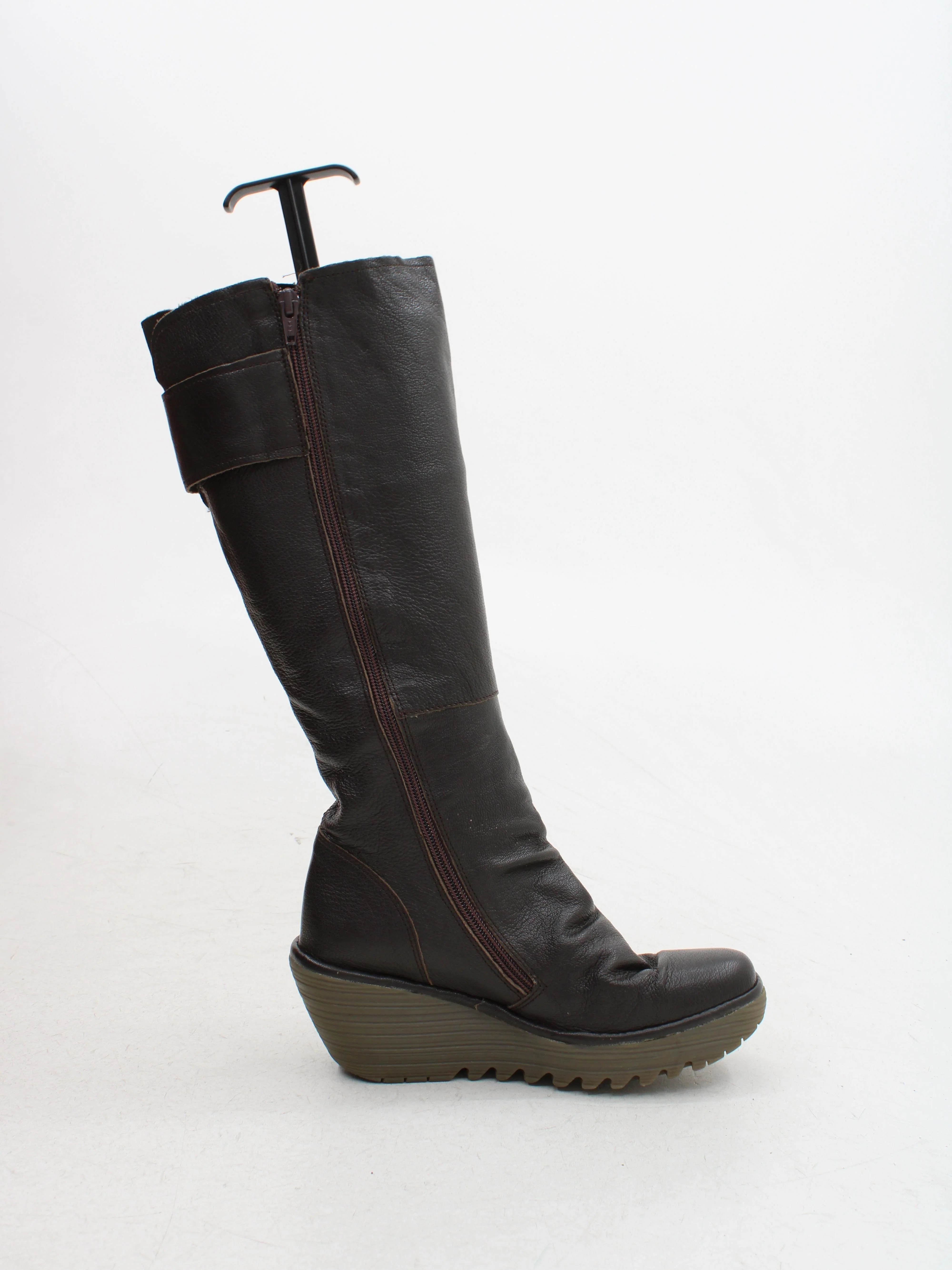 FLY London Women's Boots UK 4 Brown 100% Leather Platform - Image 5