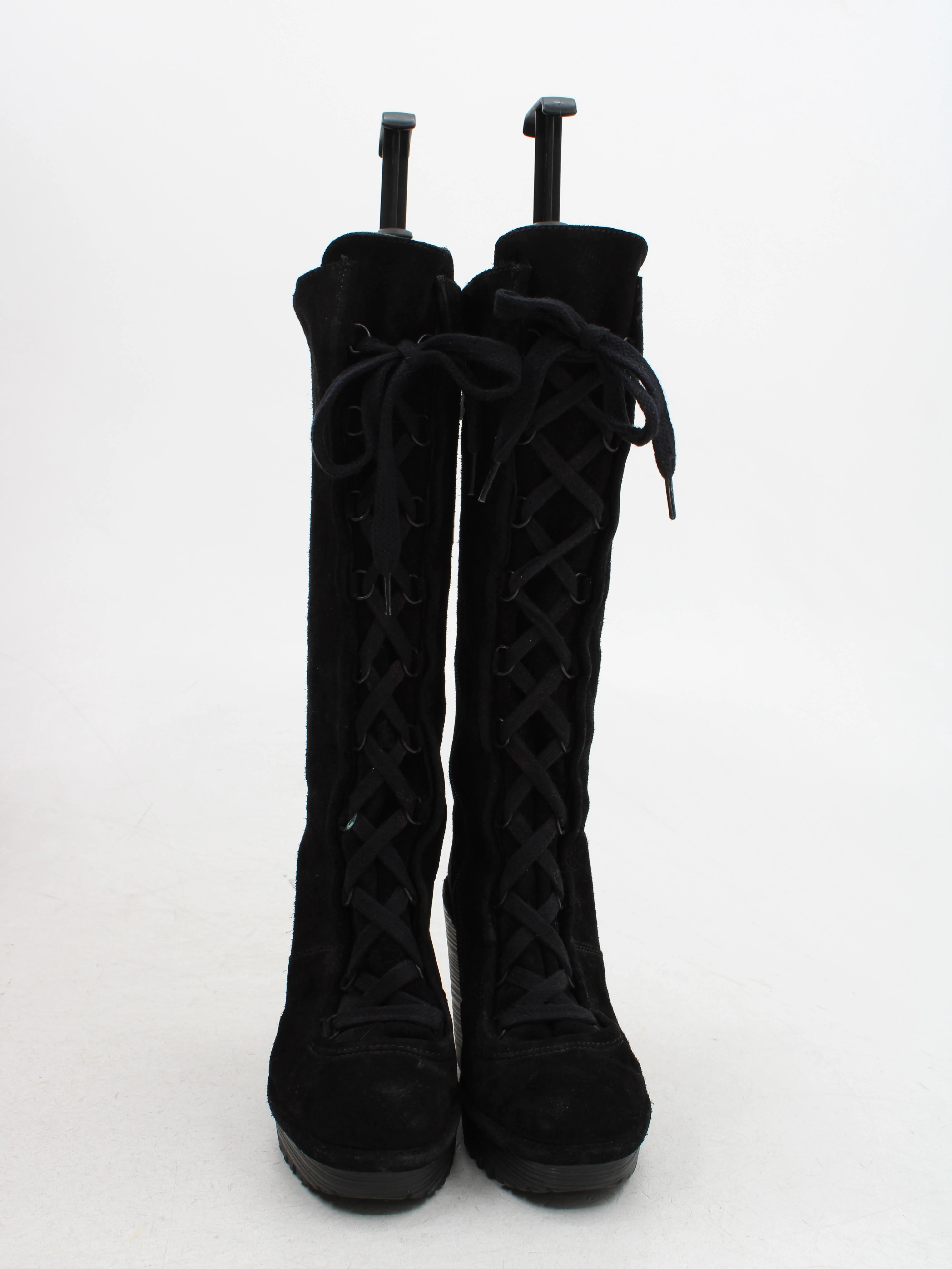 FLY London Women's Boots UK 6 Black 100% Suede Combat - Image 2