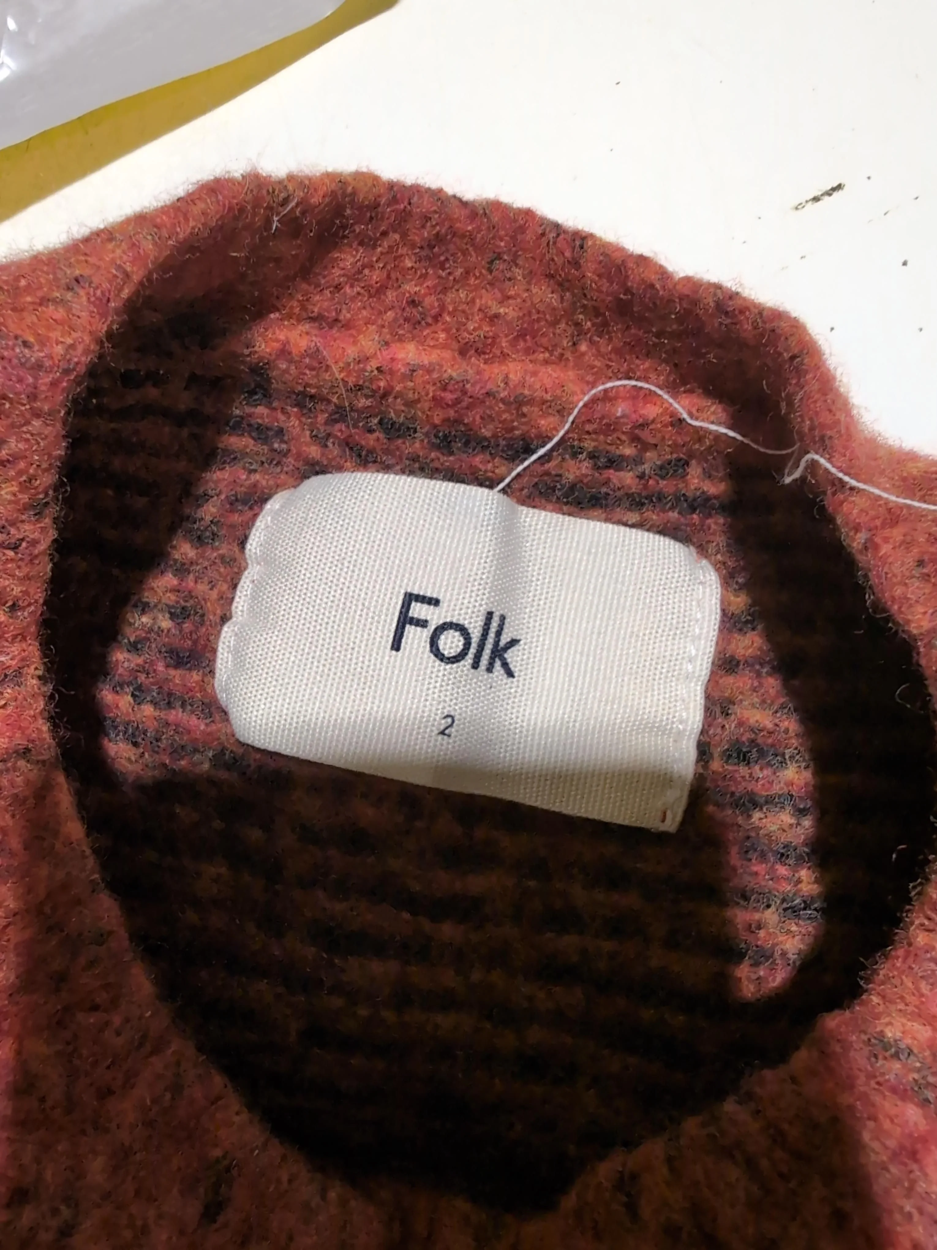 Folk Men's Jumper S Red 100% Wool Crew Neck Pullover - Image 5