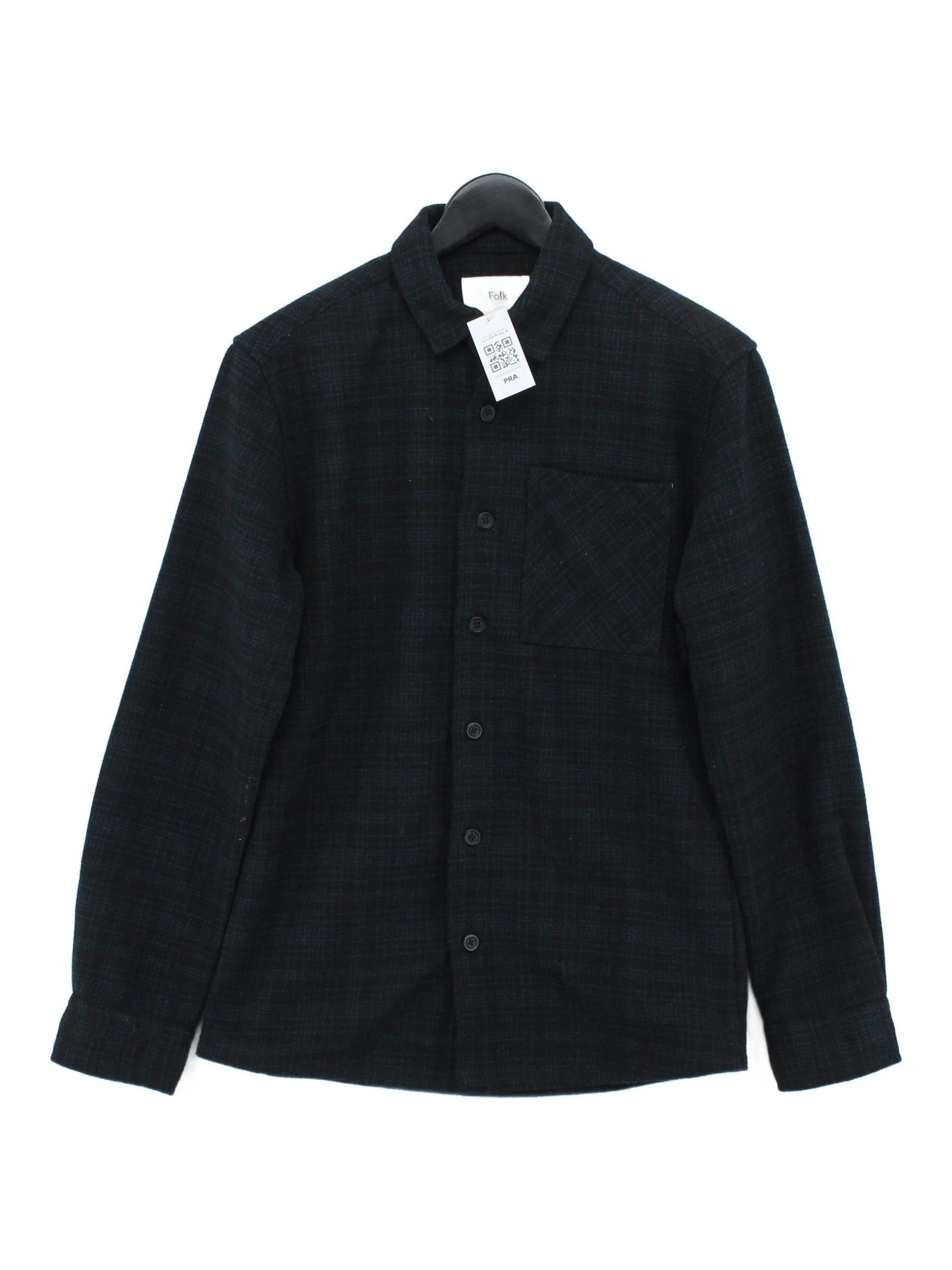 Folk Men's Shirt S Black Checkered Polyester with Acrylic Basic
