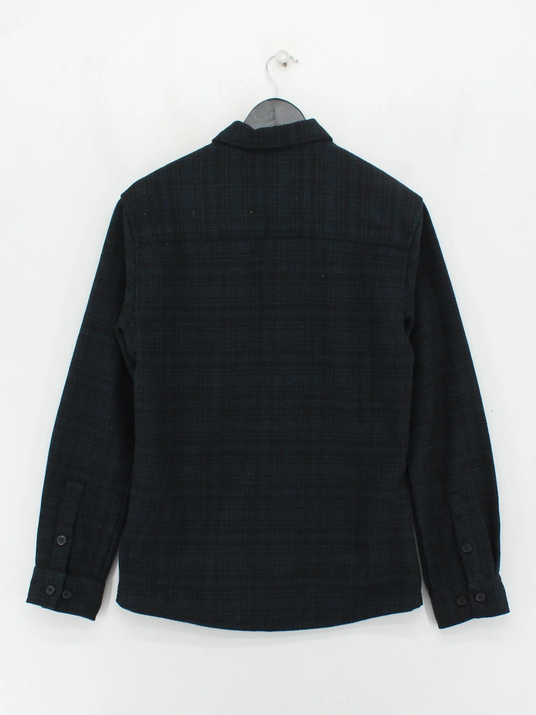 Folk Men's Shirt S Black Checkered Polyester with Acrylic Basic - Image 2
