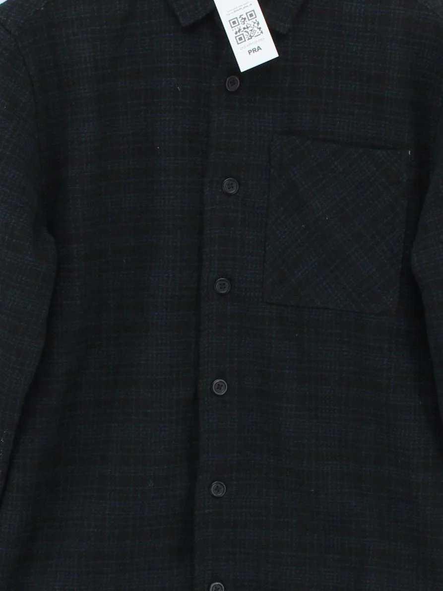 Folk Men's Shirt S Black Checkered Polyester with Acrylic Basic - Image 3