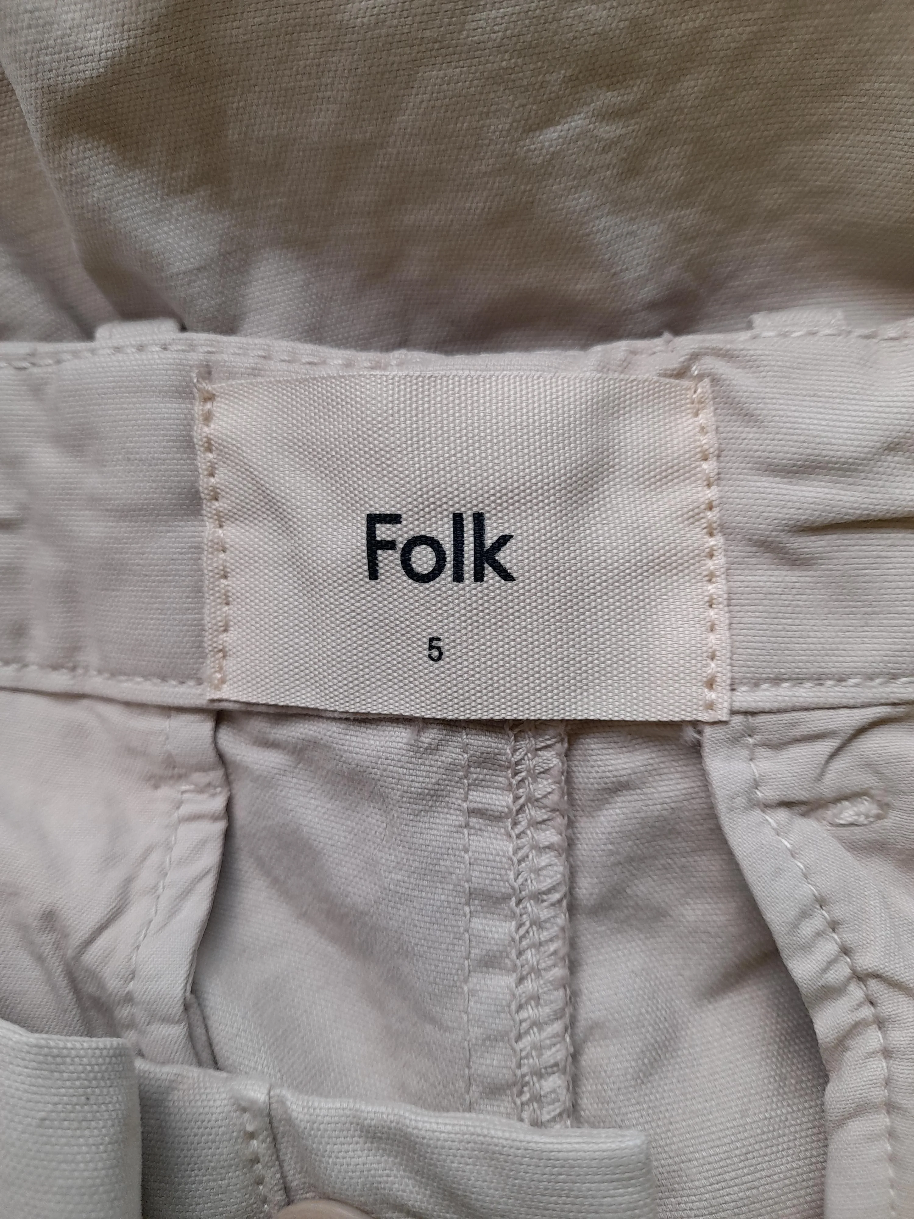 Folk Men's Trousers L Cream 100% Cotton Tapered Chino - Image 5