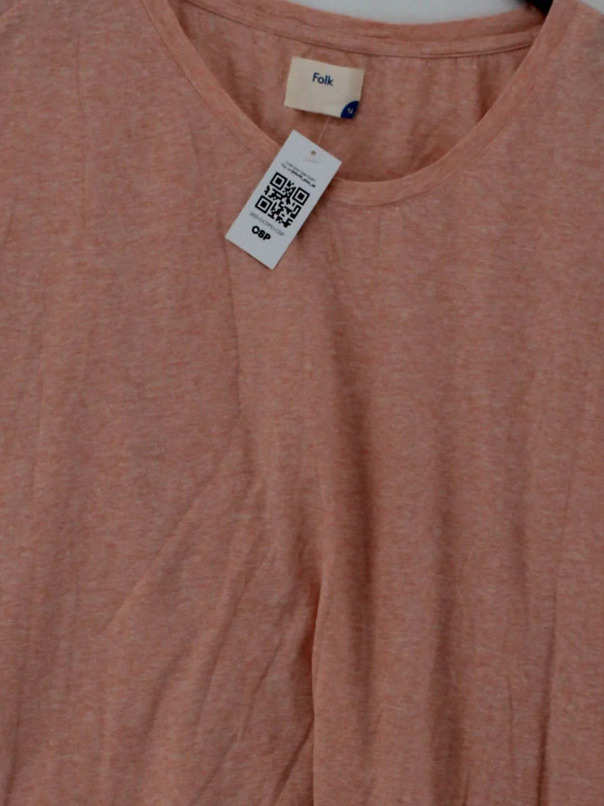 Folk Women's T-Shirt UK 14 Pink 100% Cotton Short Sleeve Round Neck Basic - Image 3