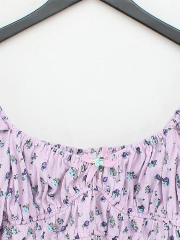 For Love & Lemons Women's Top UK 10 Purple 100% Polyester Cropped - Image 3
