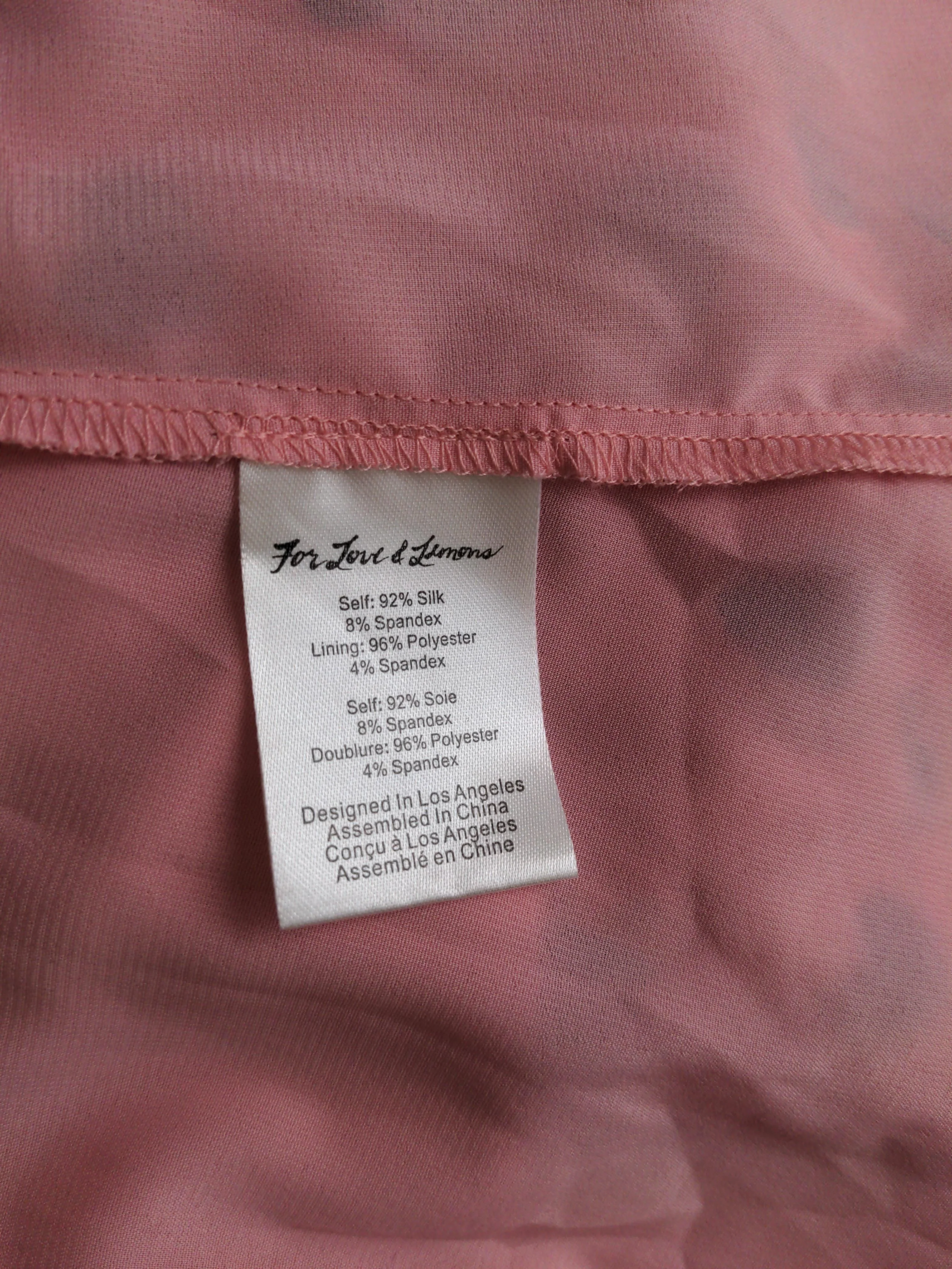 For Love & Lemons Women's Top XS Pink Silk with Spandex, Polyester Basic - Image 6