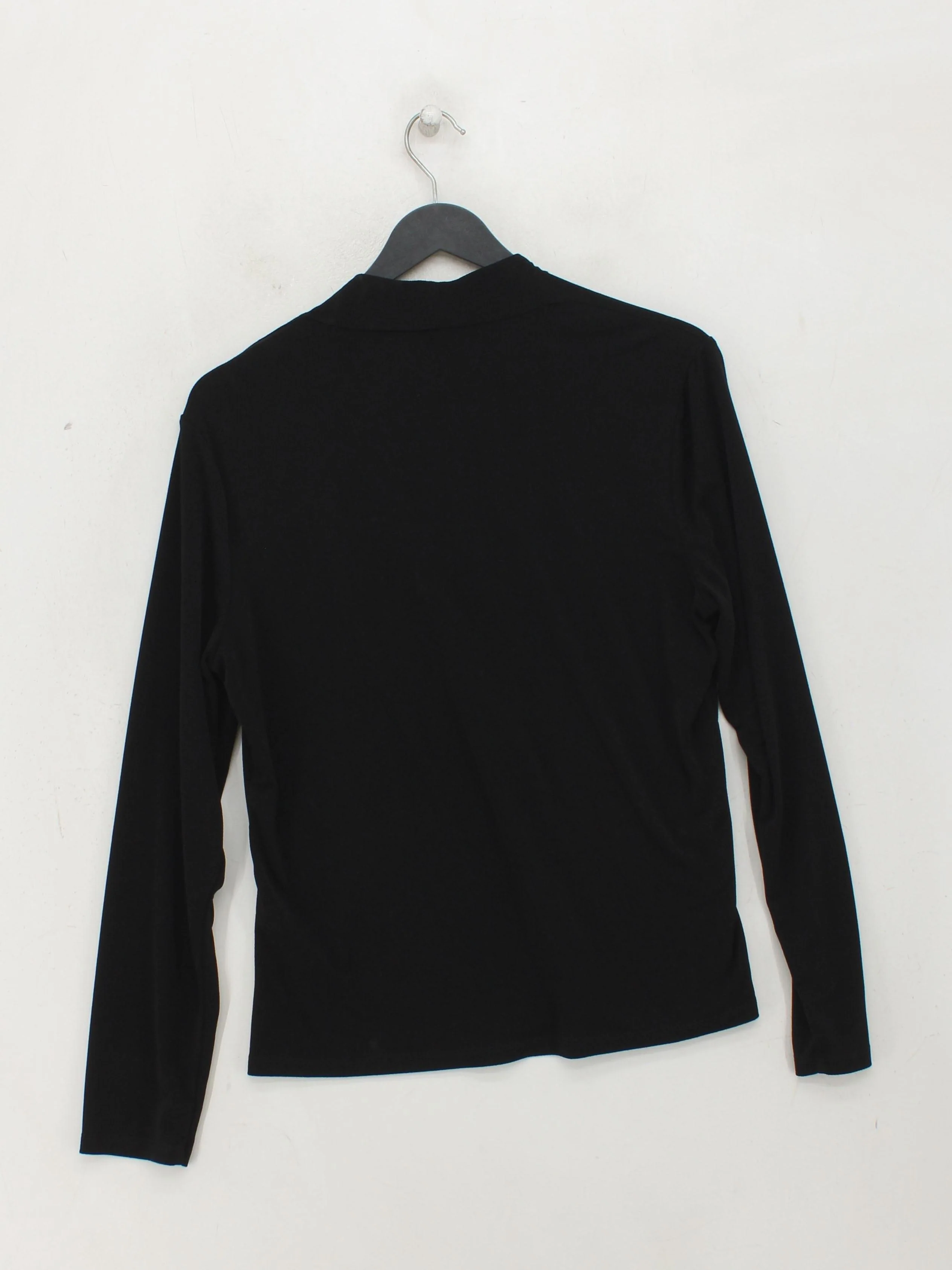 Forever New Women's Top L Black Polyester with Elastane Long Sleeve V-Neck Basic - Image 2