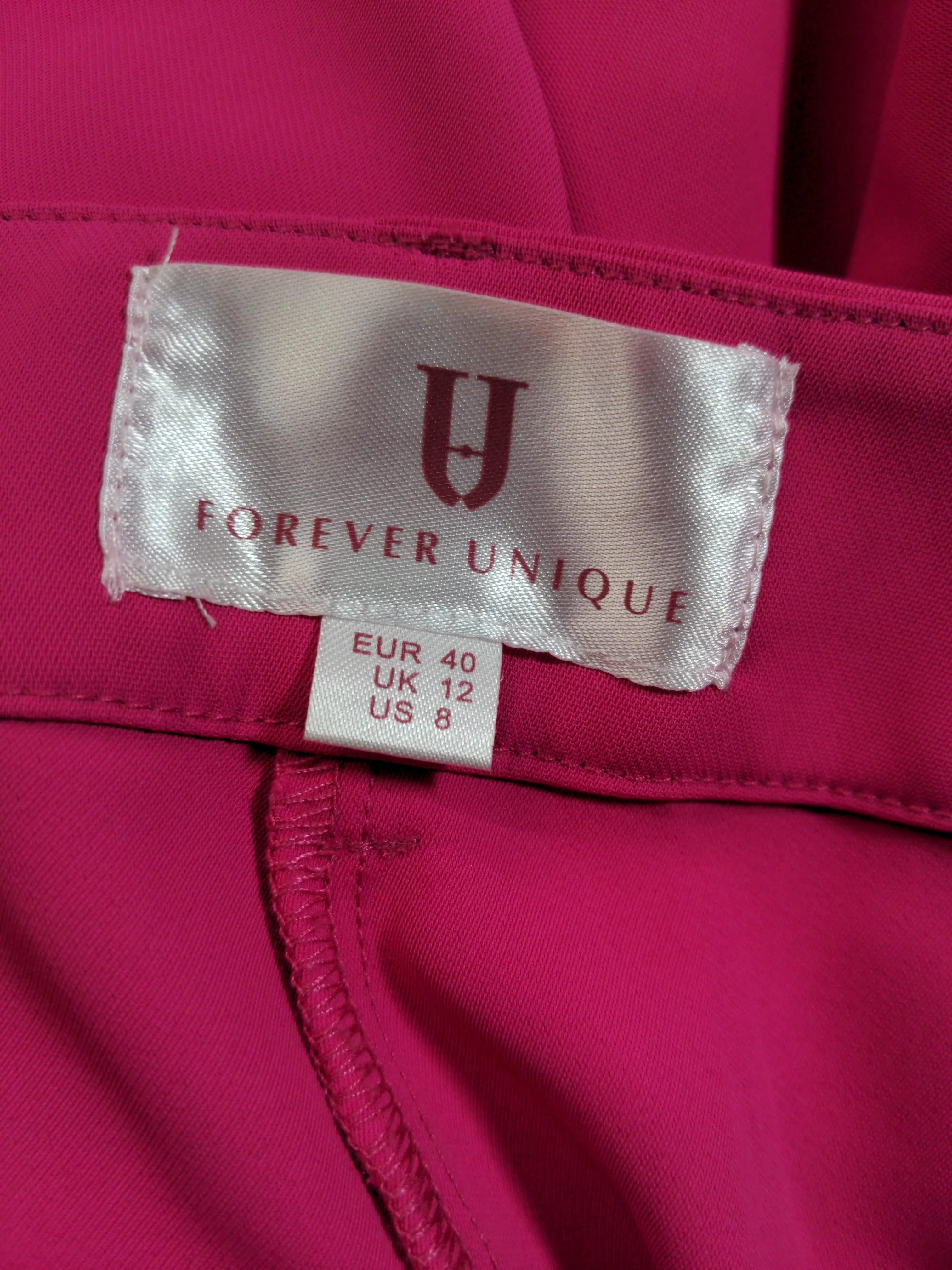 Forever Unique Women's Trousers UK 12 Pink Polyester with Elastane Capri - Image 5