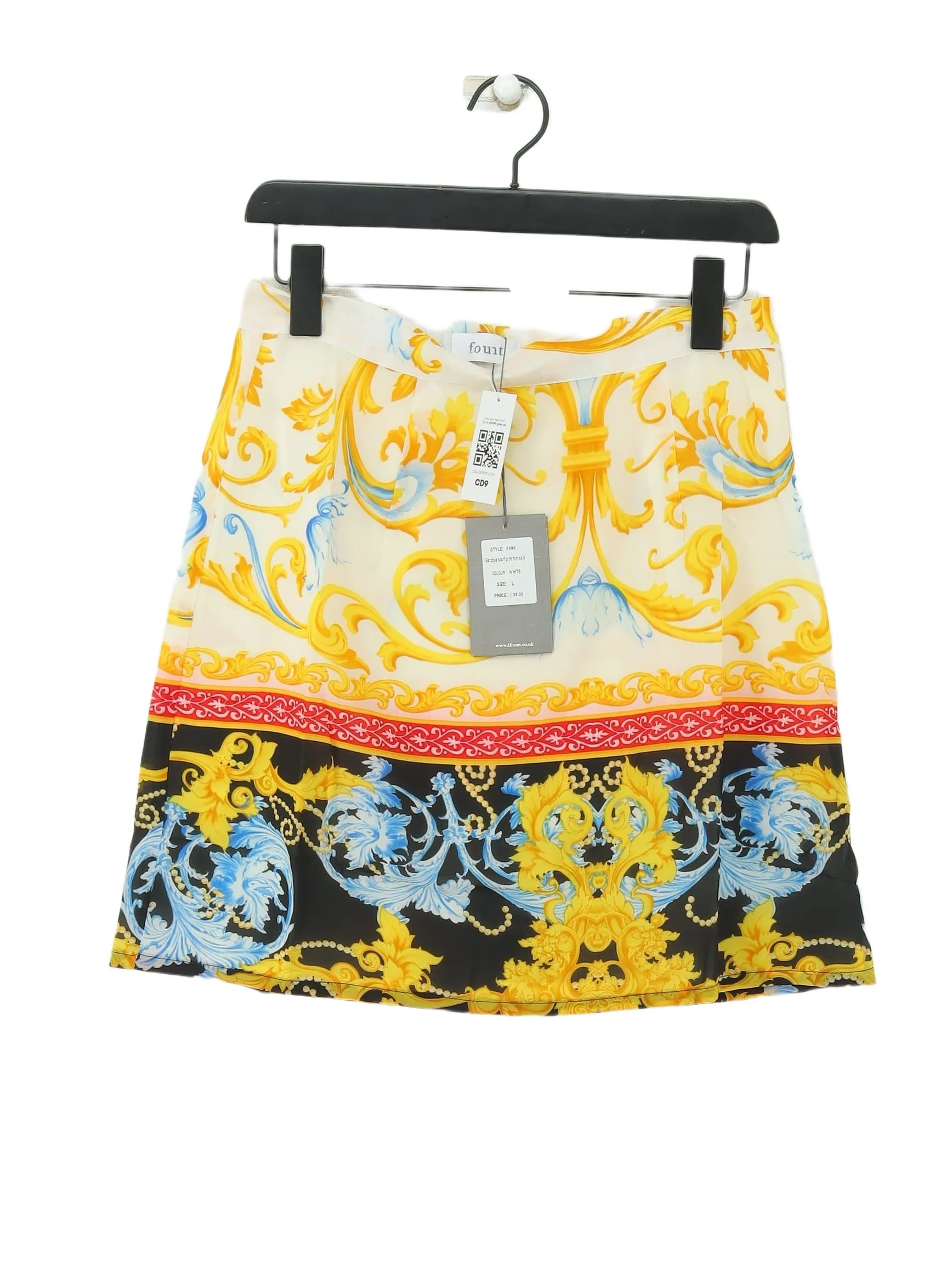Fount Women's Mini Skirt L Cream 100% Polyester Short Mini