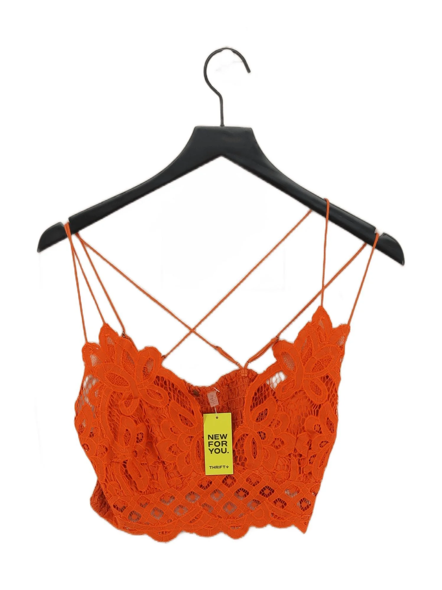 FP One Women's Top L Orange 100% Cotton Sleeveless Square Neck Cropped