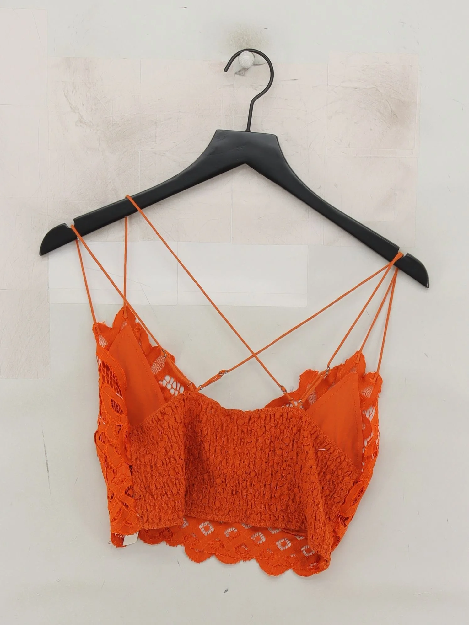 FP One Women's Top L Orange 100% Cotton Sleeveless Square Neck Cropped - Image 2