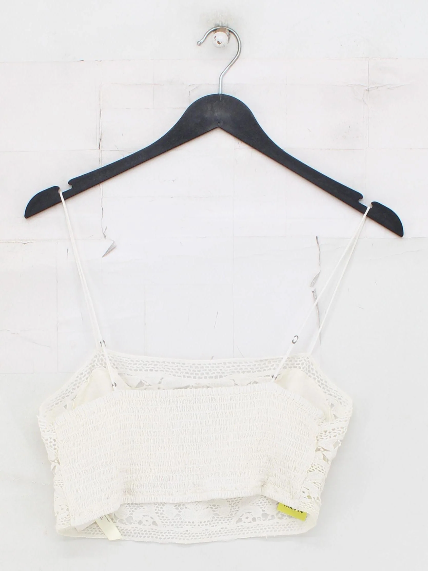 FP One Women's Top L White Cotton with Viscose, Spandex Cropped - Image 2