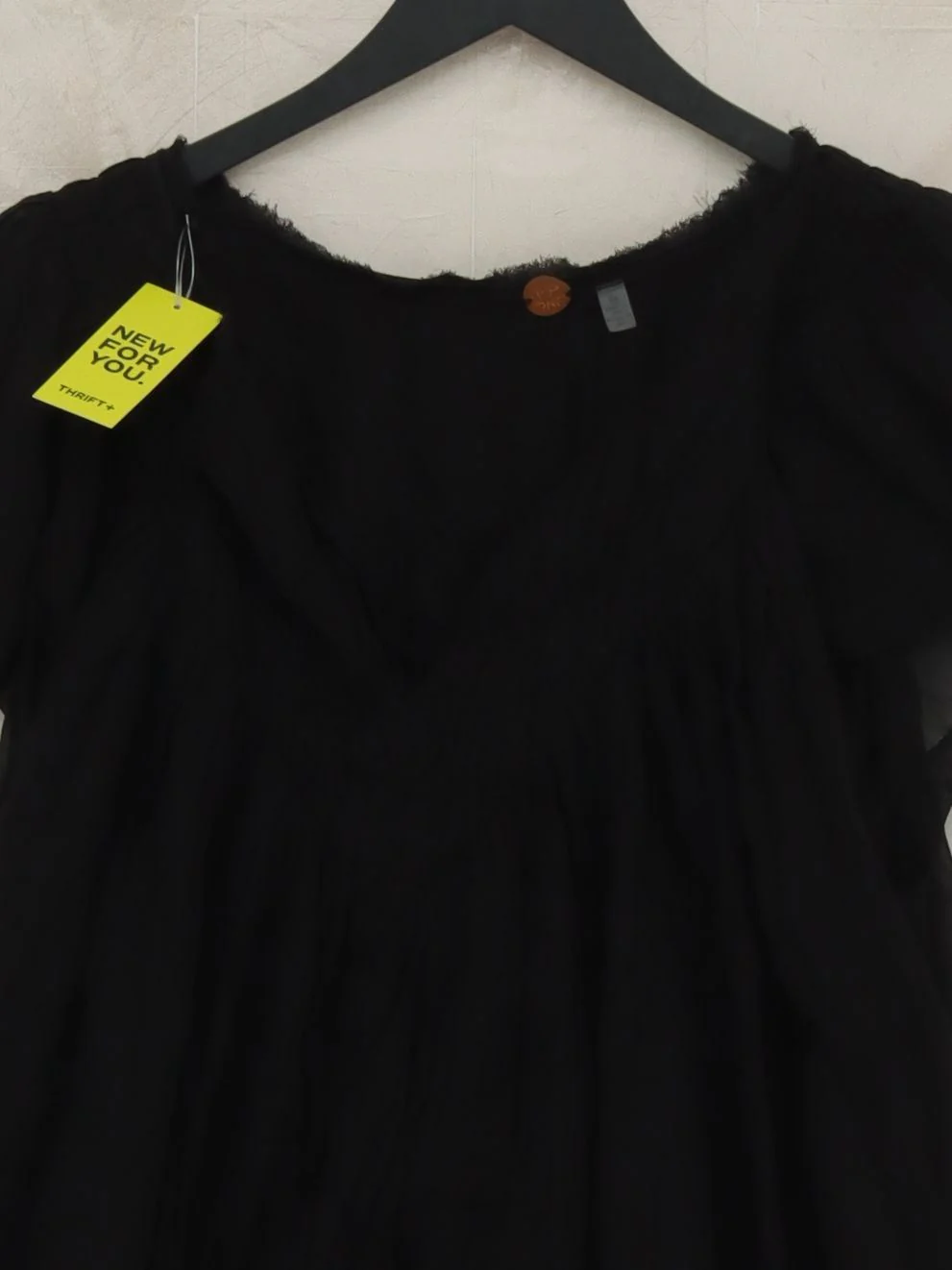 FP One Women's Top XS Black 100% Cotton Short Sleeve V-Neck Basic - Image 3