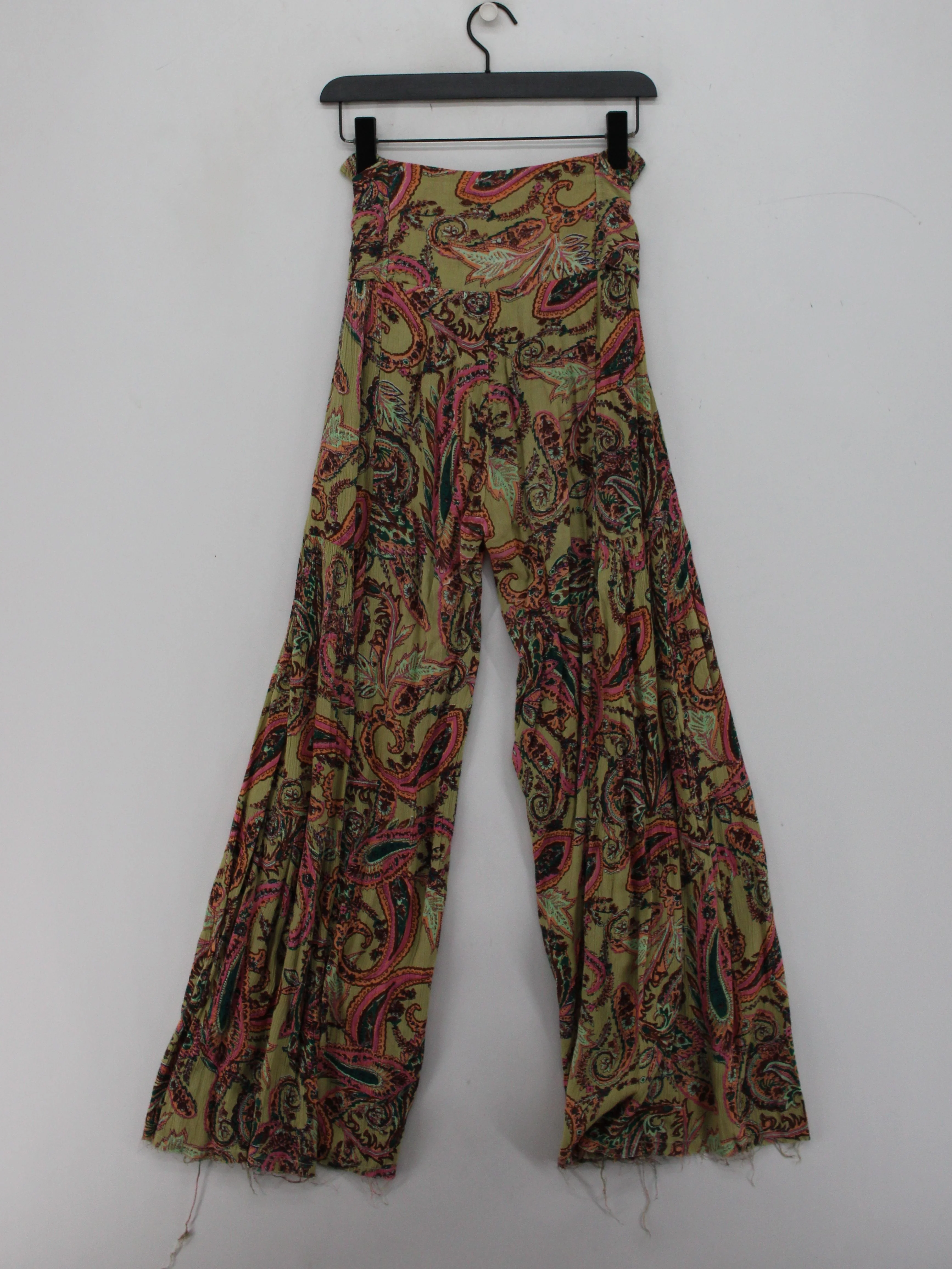 FP One Women's Trousers S Green Paisley 100% Other Wide-Leg Sweatpants - Image 2