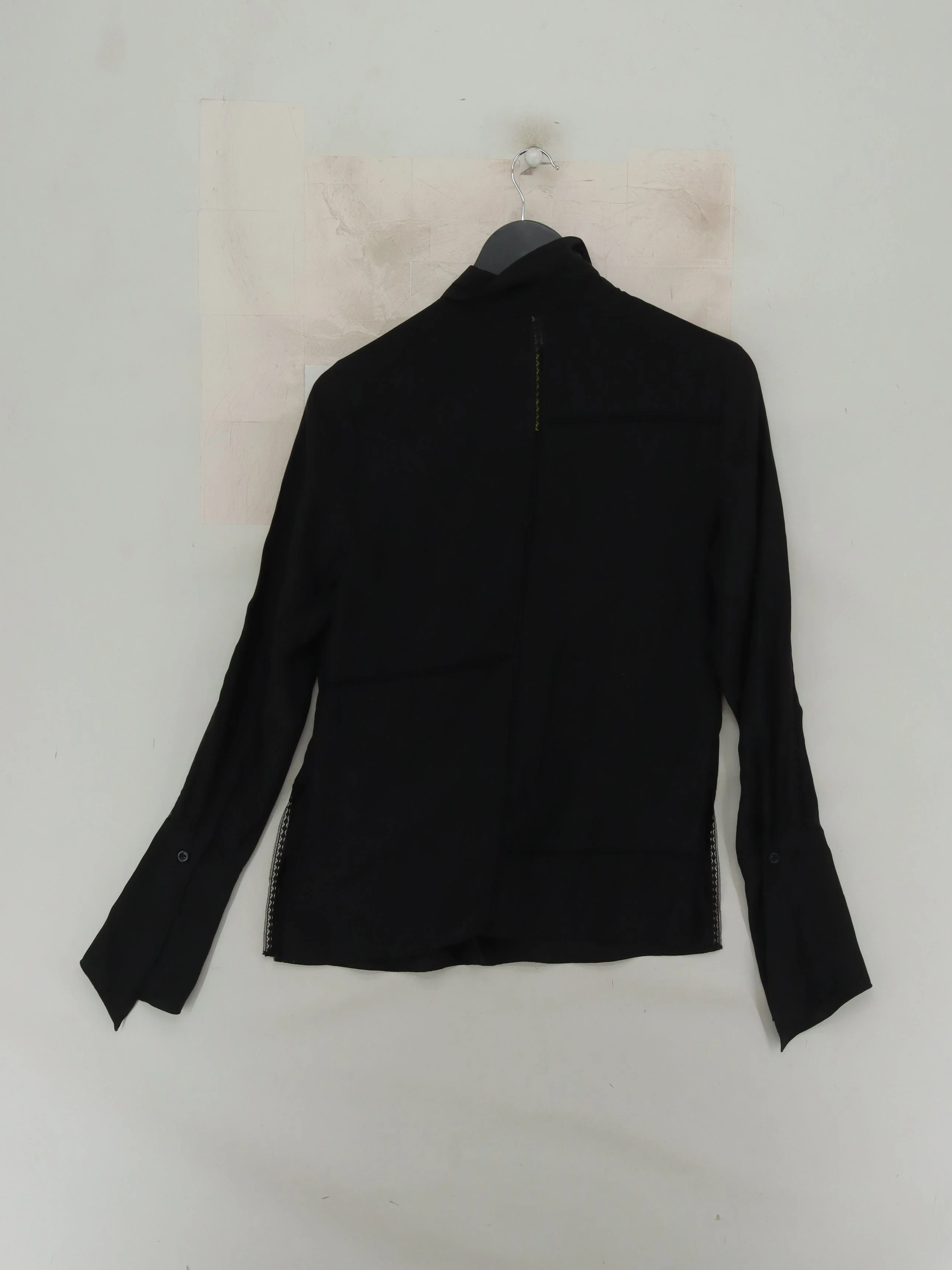 Frame Women's Blouse M Black 100% Silk Long Sleeve Collared Basic - Image 2