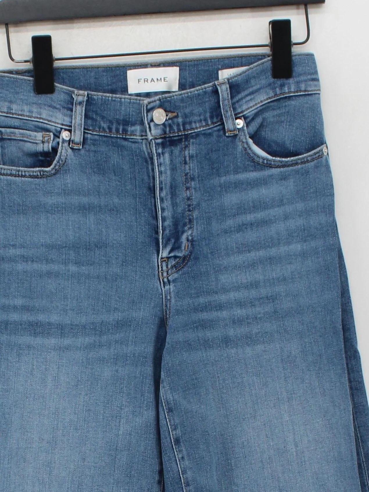 Frame Women's Jeans W 27 in Blue Cotton with Rayon, Other, Elastane Wide-Leg - Image 3