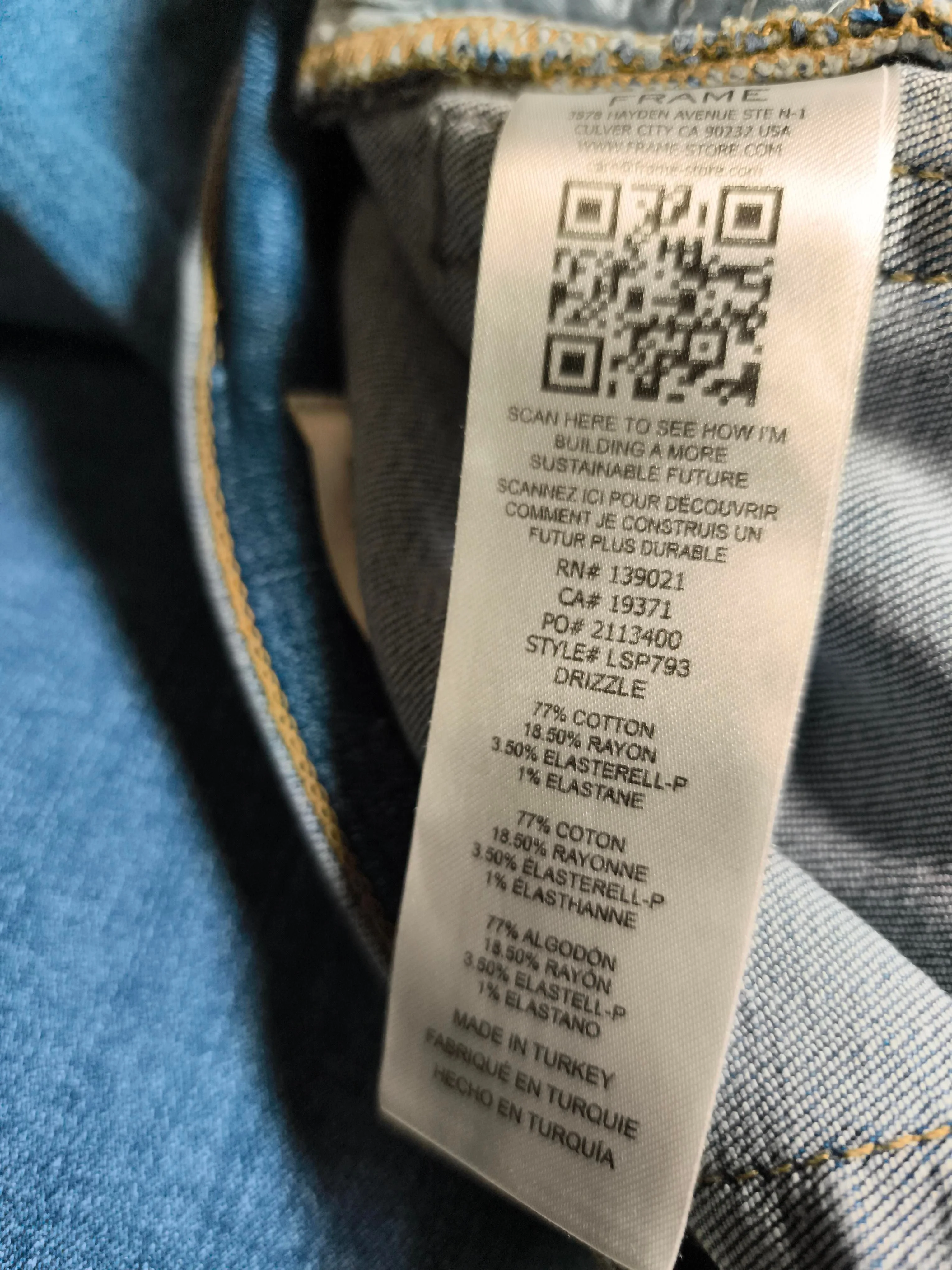 Frame Women's Jeans W 27 in Blue Cotton with Rayon, Other, Elastane Wide-Leg - Image 6