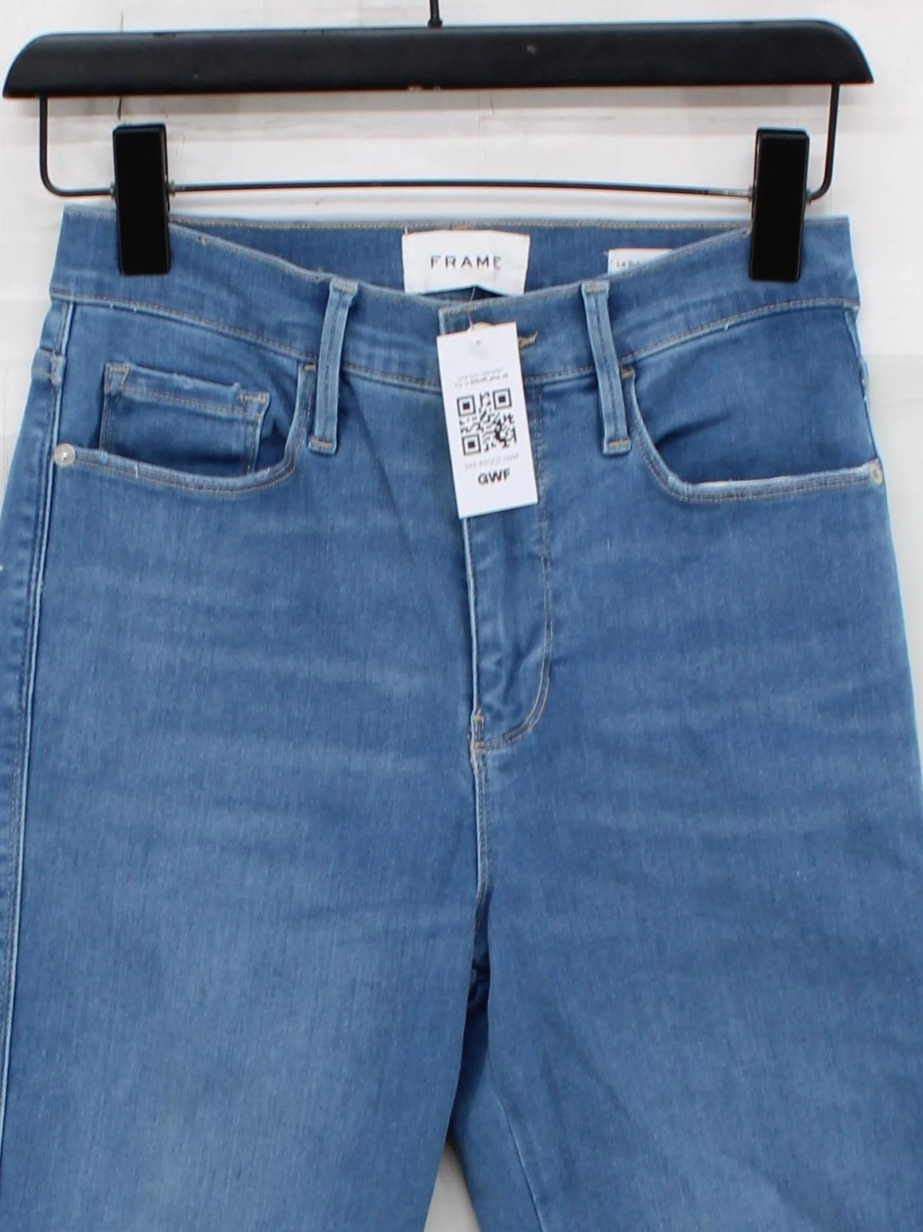 Frame Women's Jeans W 28 in Blue Cotton with Lyocell Modal, Elastane Straight - Image 3