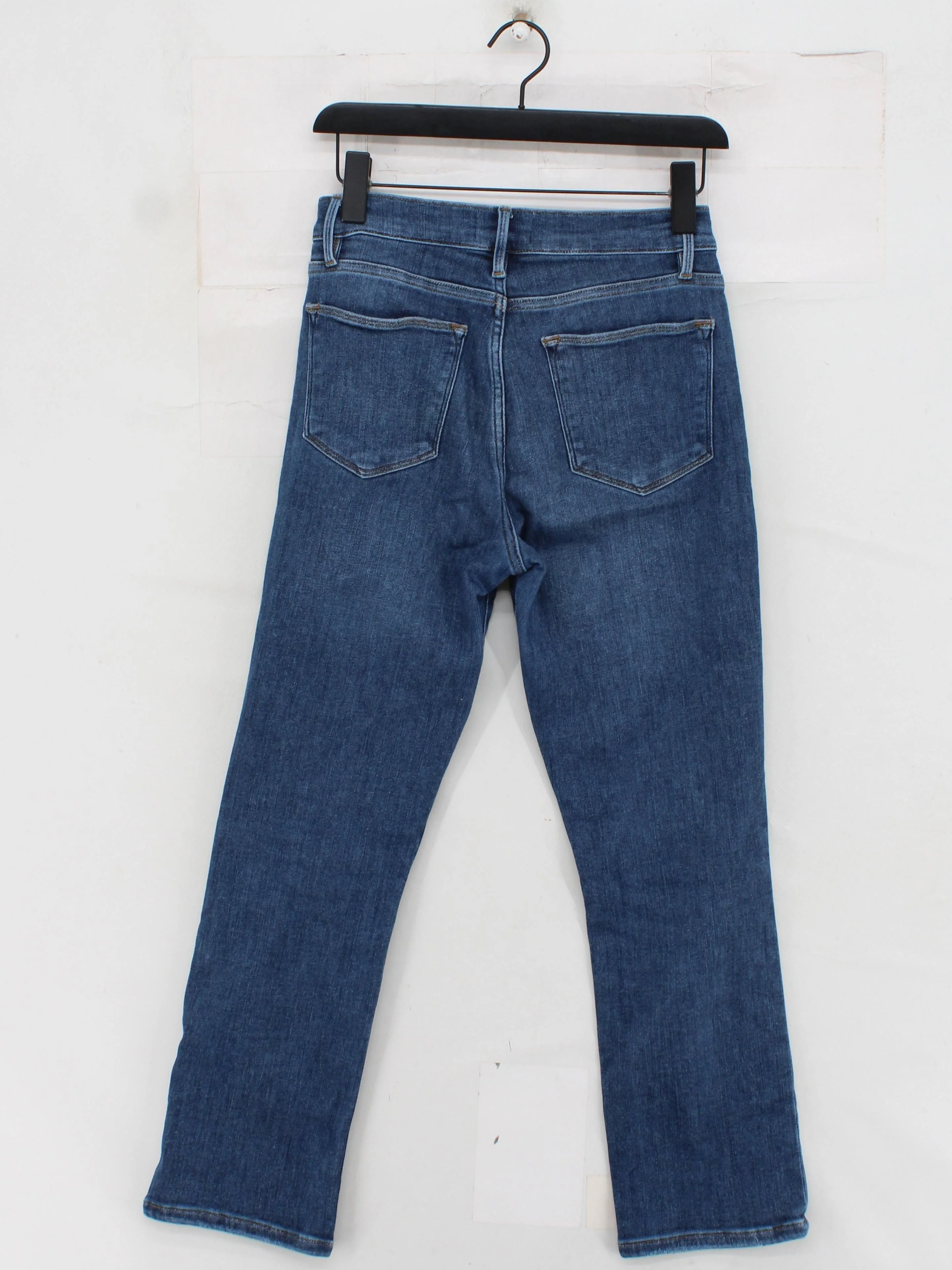 Frame Women's Jeans W 28 in Blue Cotton with Polyester, Elastane Straight - Image 2