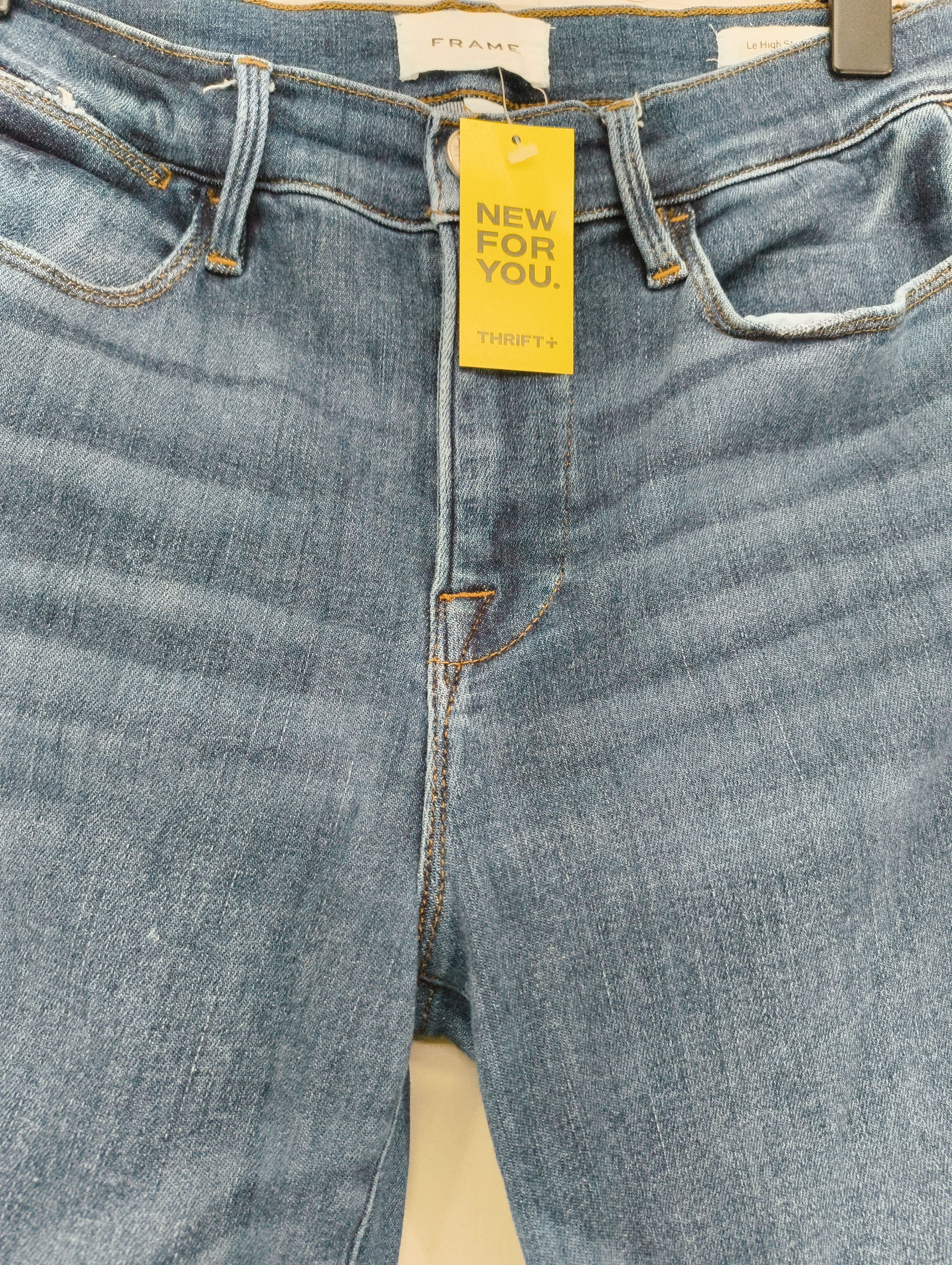 Frame Women's Jeans W 28 in Blue Cotton with Polyester, Elastane Straight - Image 5