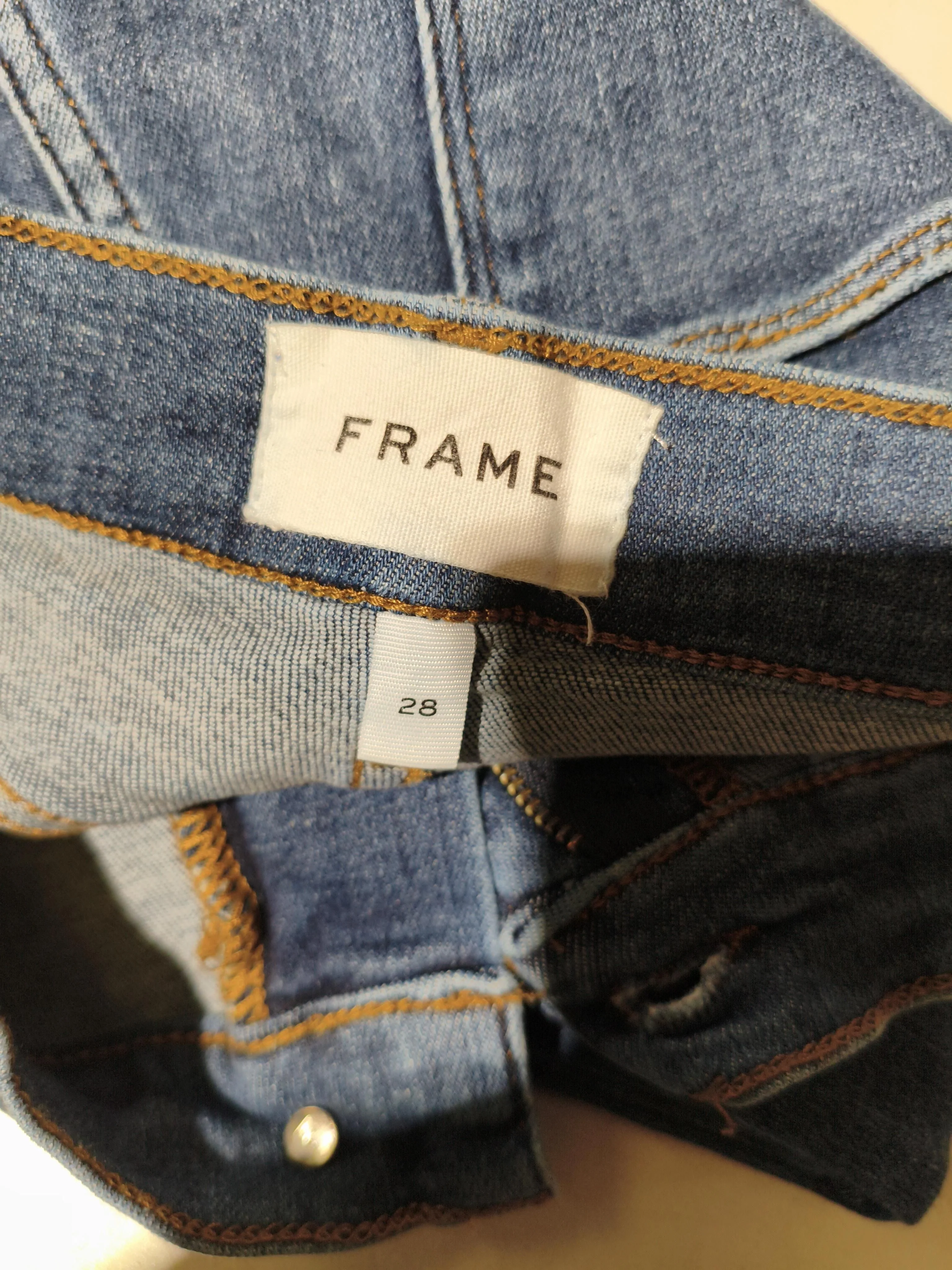 Frame Women's Jeans W 28 in Blue Cotton with Polyester, Elastane Straight - Image 6