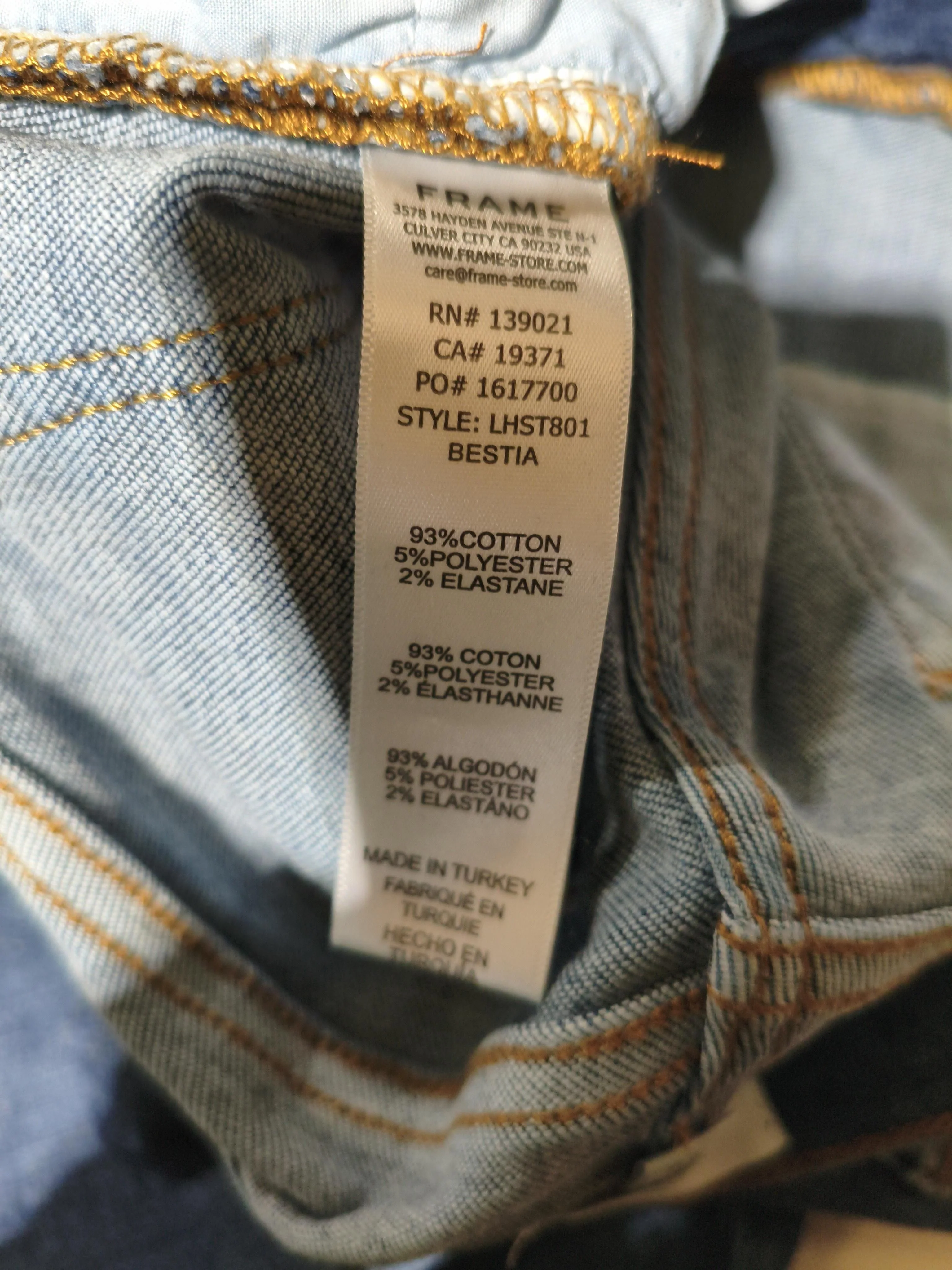 Frame Women's Jeans W 28 in Blue Cotton with Polyester, Elastane Straight - Image 7