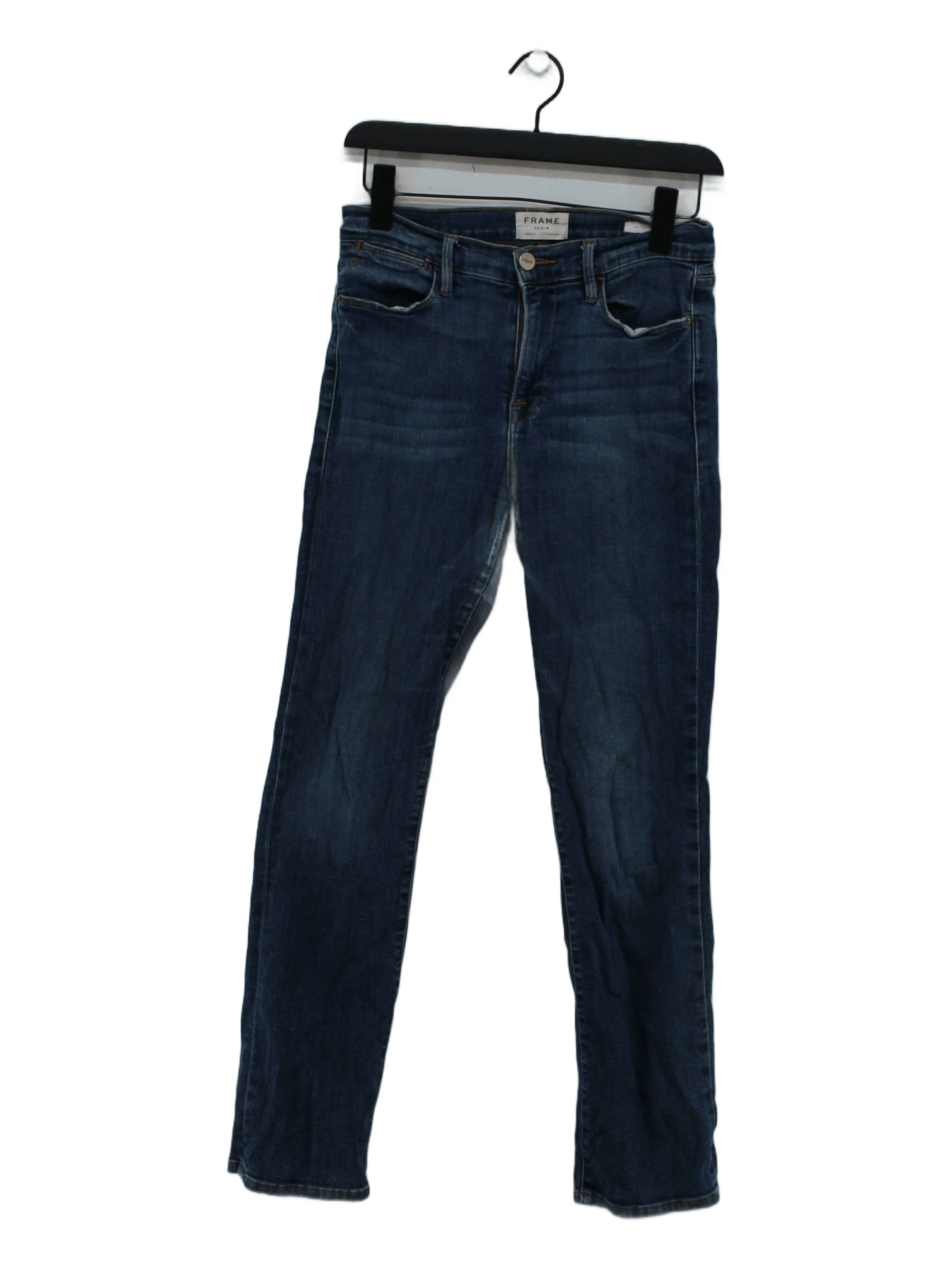 Frame Women's Jeans W 28 in Blue Cotton with Polyester, Elastane Straight