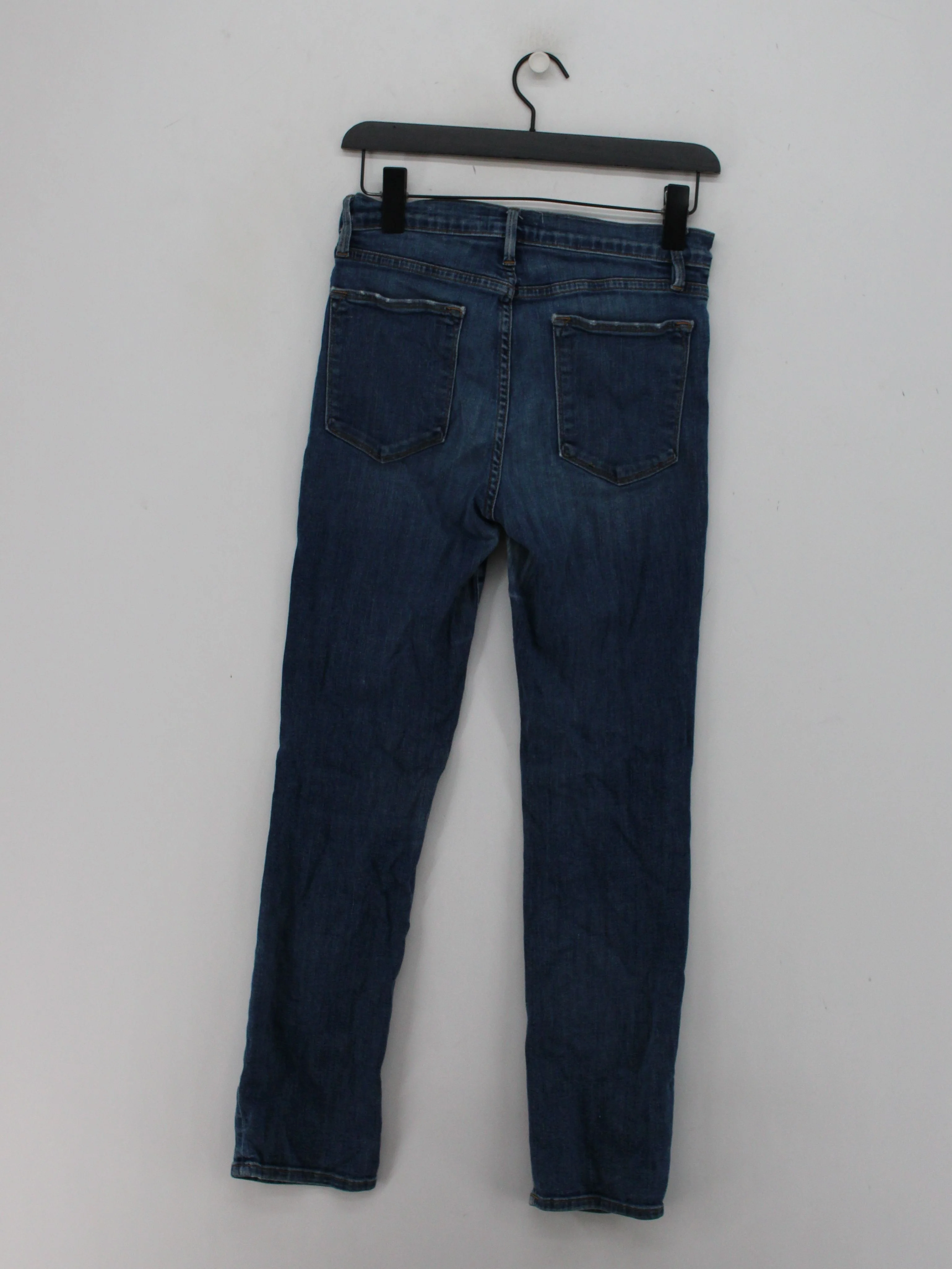 Frame Women's Jeans W 28 in Blue Cotton with Polyester, Elastane Straight - Image 2