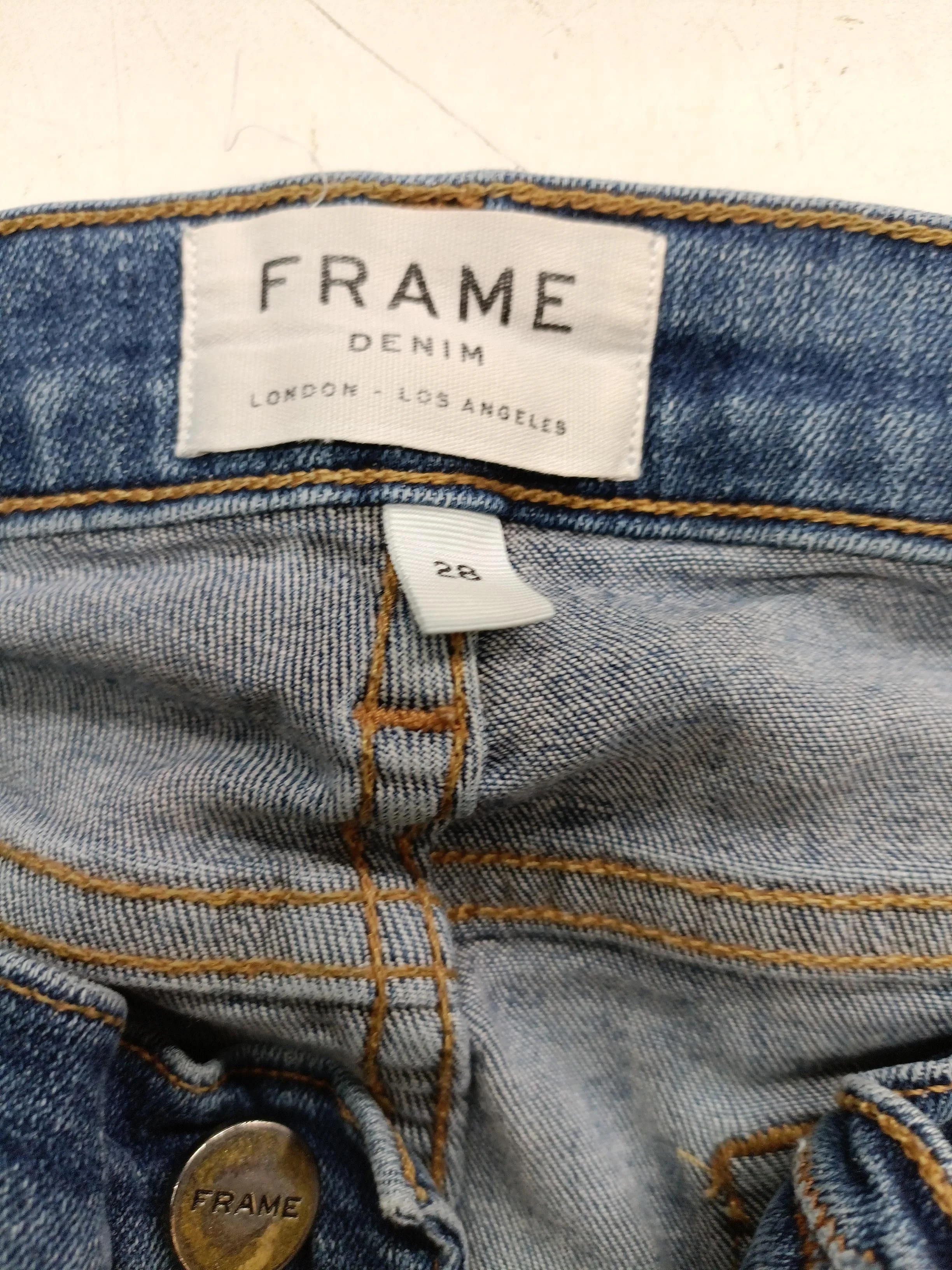 Frame Women's Jeans W 28 in Blue Cotton with Polyester, Elastane Straight - Image 5