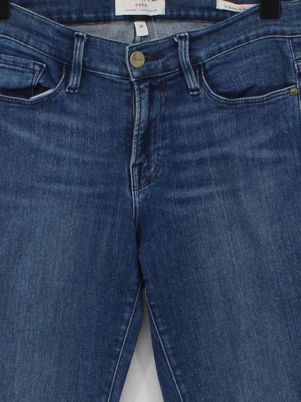 Frame Women's Jeans W 28 in Blue Cotton with Polyester, Spandex Skinny - Image 3