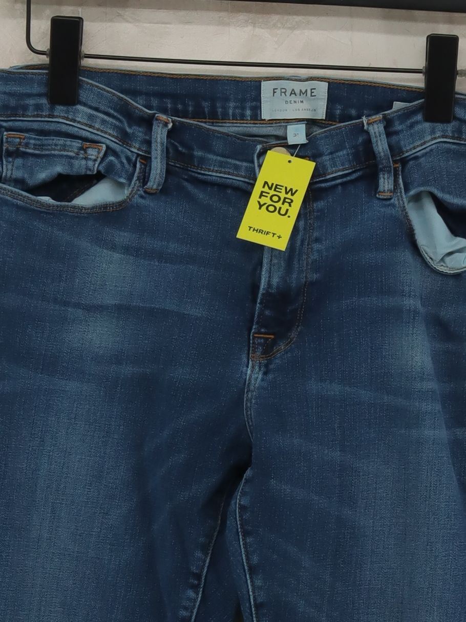 Frame Women's Jeans W 31 in Blue Cotton with Polyester, Elastane Skinny - Image 3