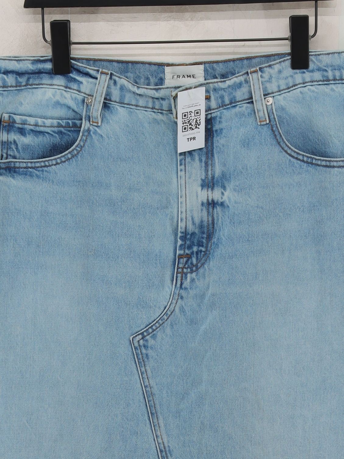 Frame Women's Midi Skirt L Blue 100% Cotton Midi A-Line - Image 3