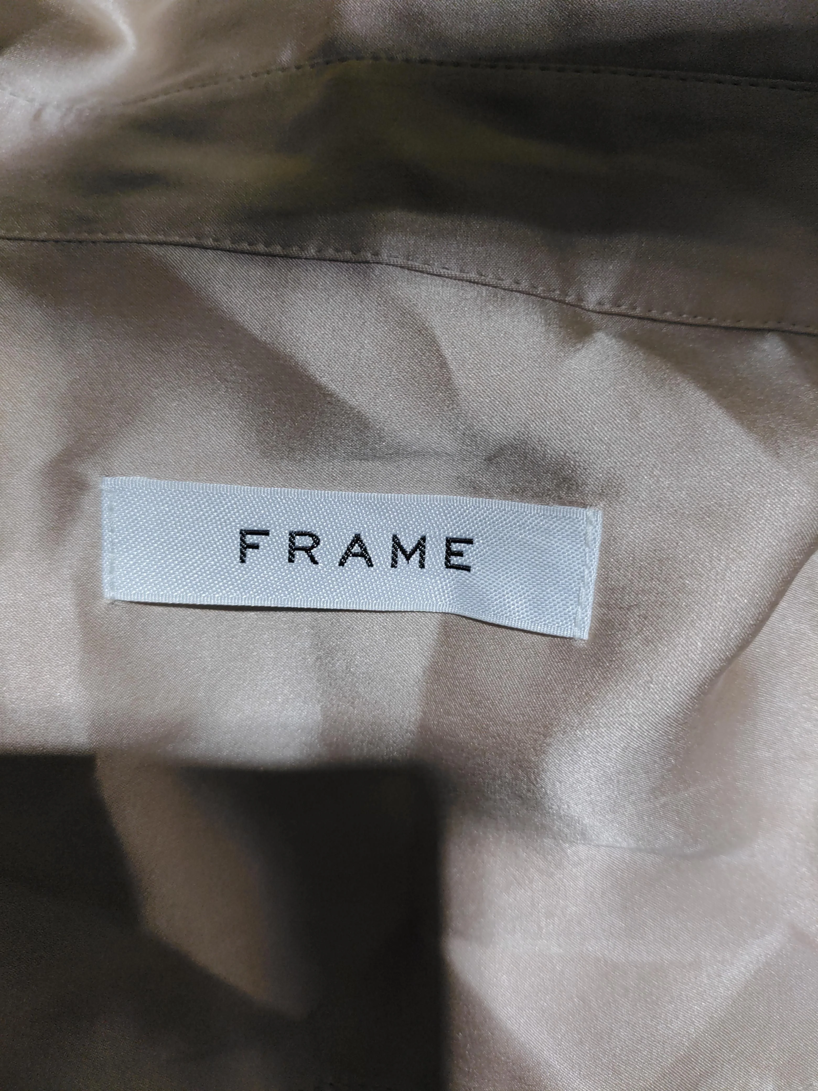 Frame Women's Shirt M Tan 100% Silk Long Sleeve Collared Basic - Image 5