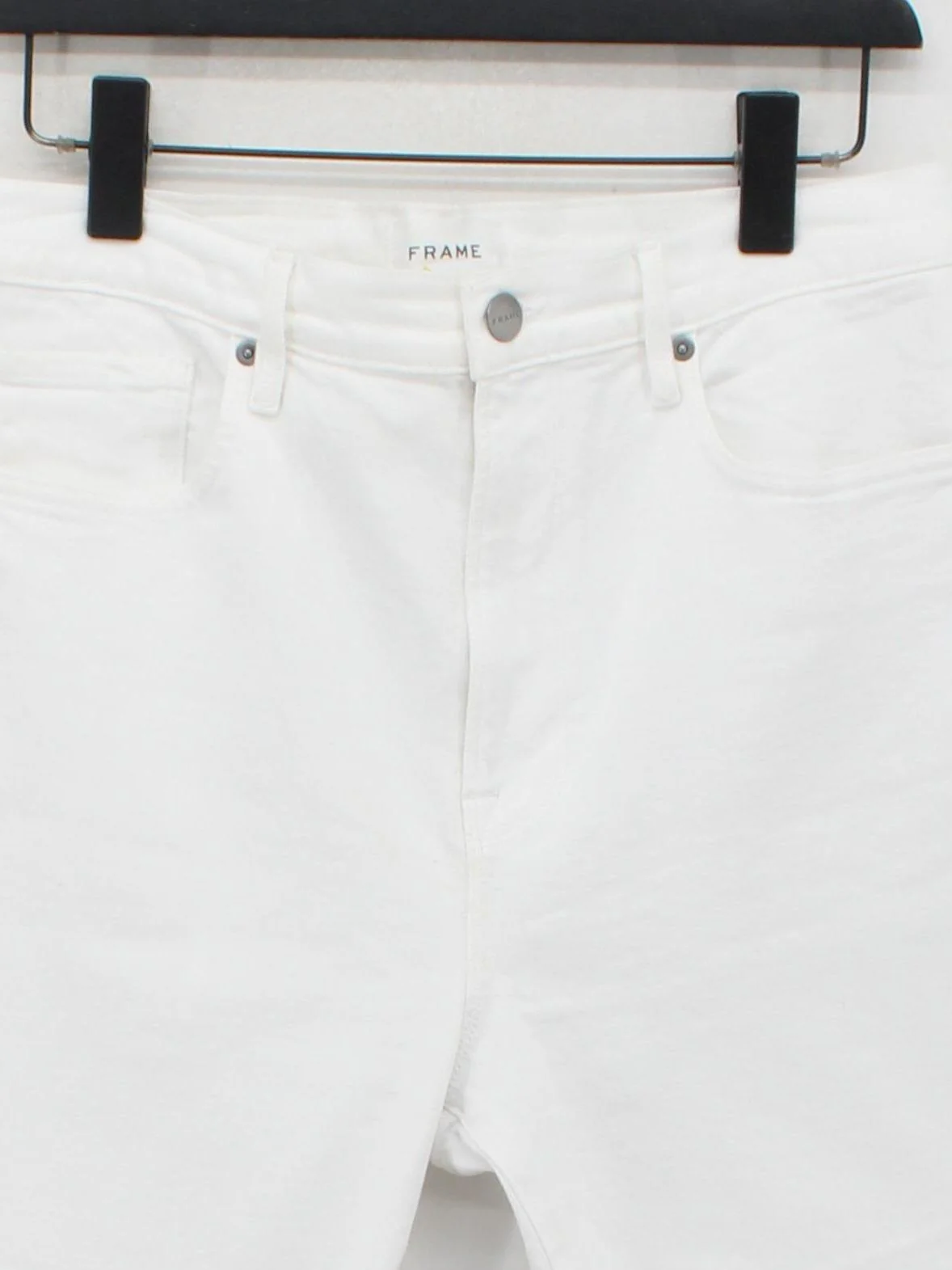Frame Women's Shorts W 30 in White Cotton with Elastane Cut-Off - Image 3