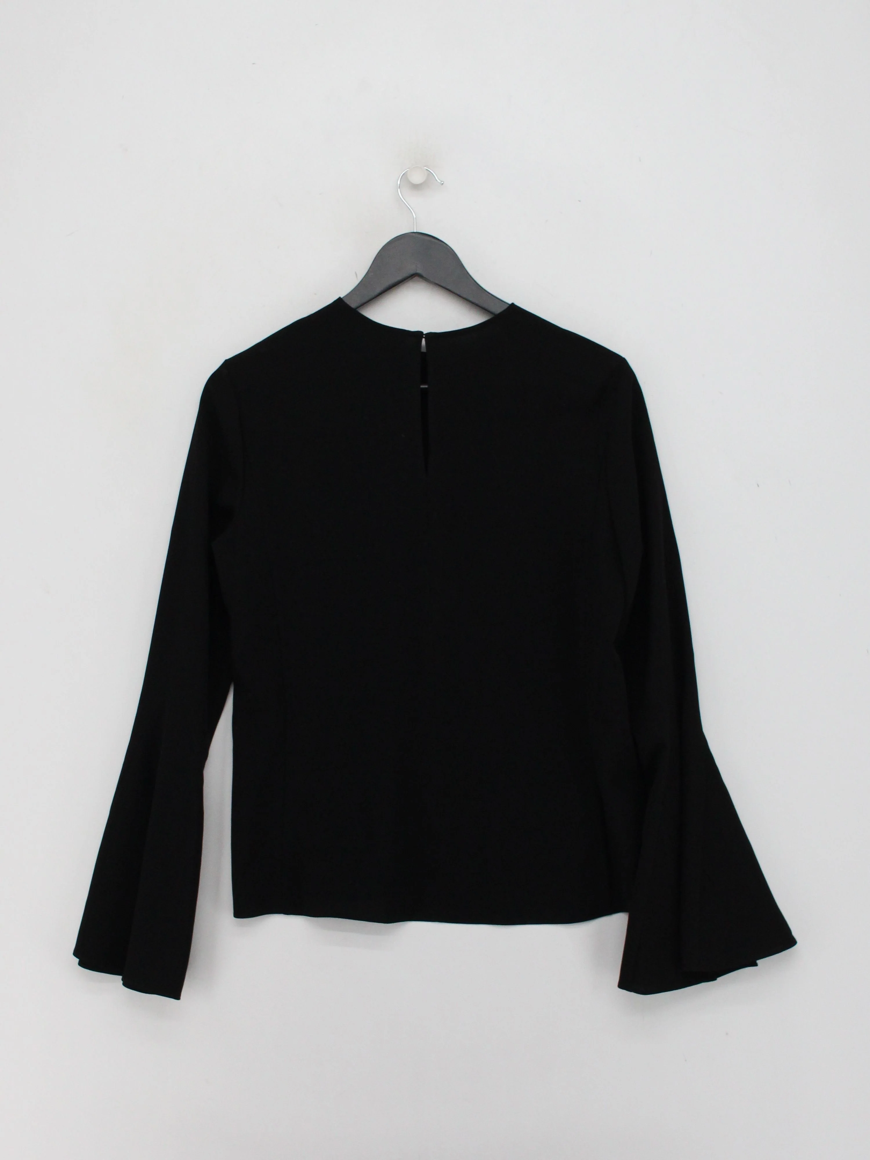 Frame Women's Top S Black Acetate with Polyester Long Sleeve Round Neck Basic - Image 2