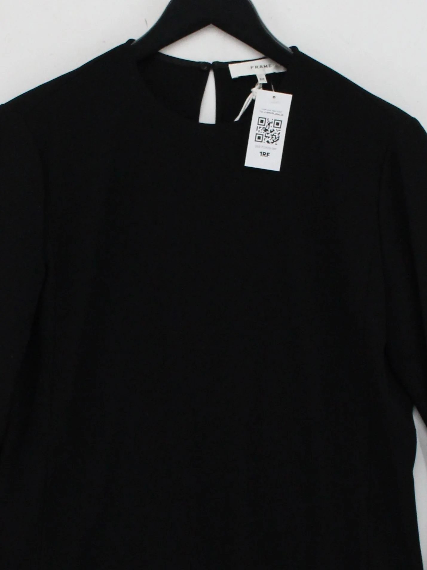 Frame Women's Top S Black Acetate with Polyester Long Sleeve Round Neck Basic - Image 3
