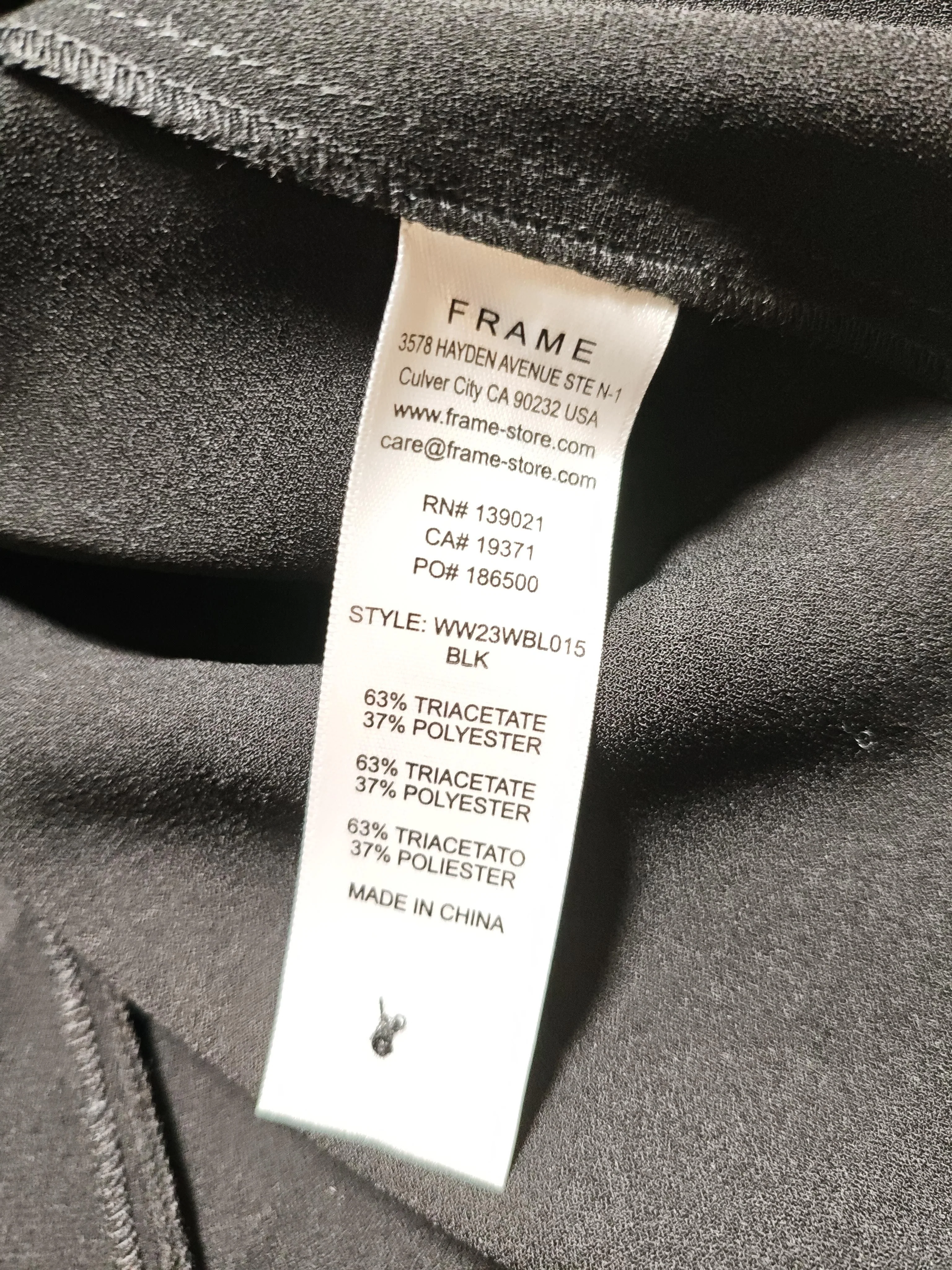 Frame Women's Top S Black Acetate with Polyester Long Sleeve Round Neck Basic - Image 6