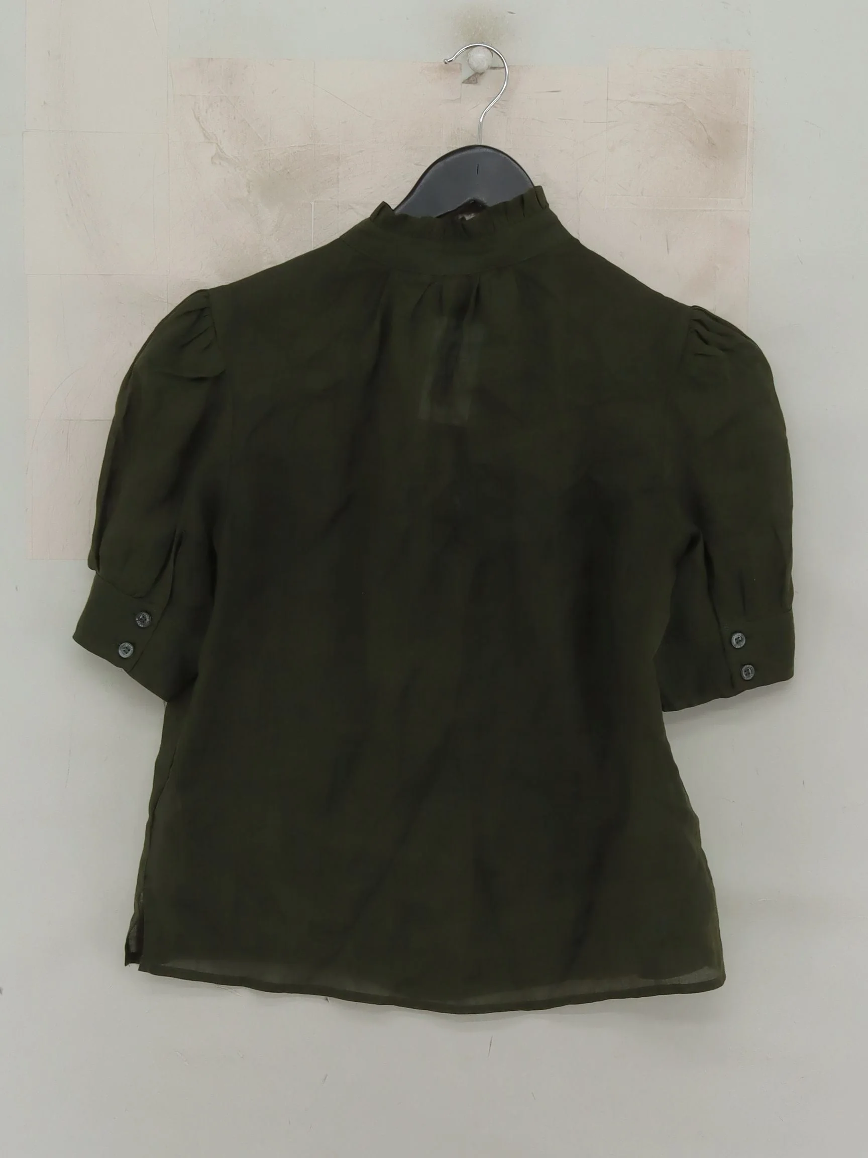Frame Women's Top XS Green 100% Other Short Sleeve High Neck Basic - Image 2