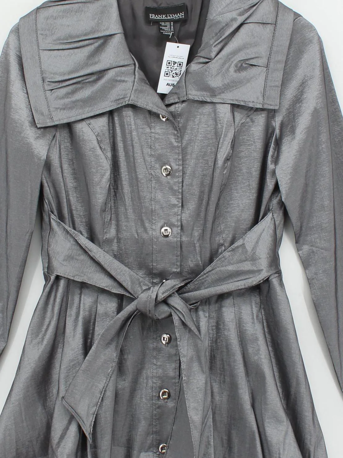 Frank Lyman Shirt Mini Dress UK12 in Grey - Image 3
