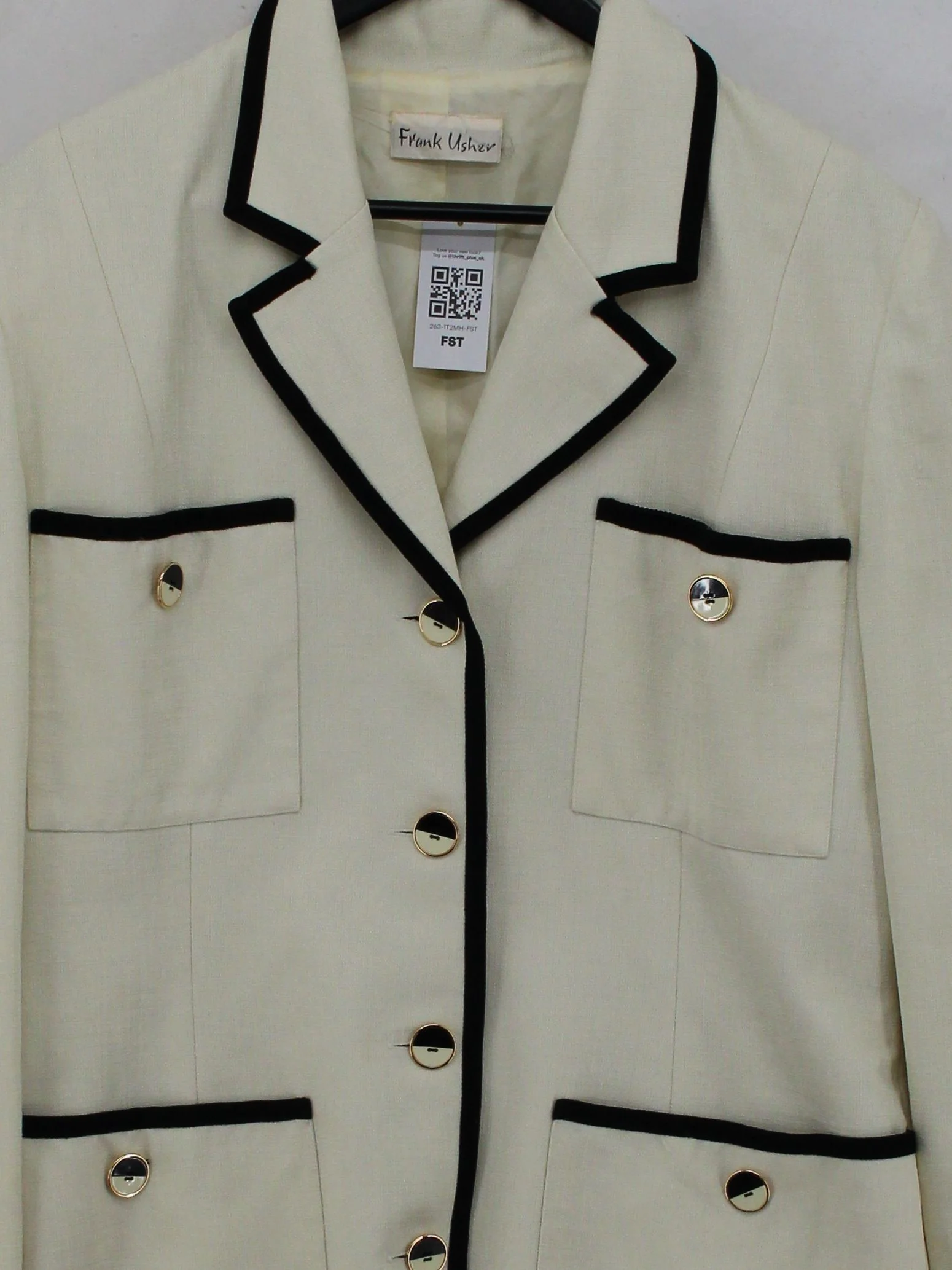 Frank Usher Women's Blazer L Cream 100% Other Overcoat - Image 3