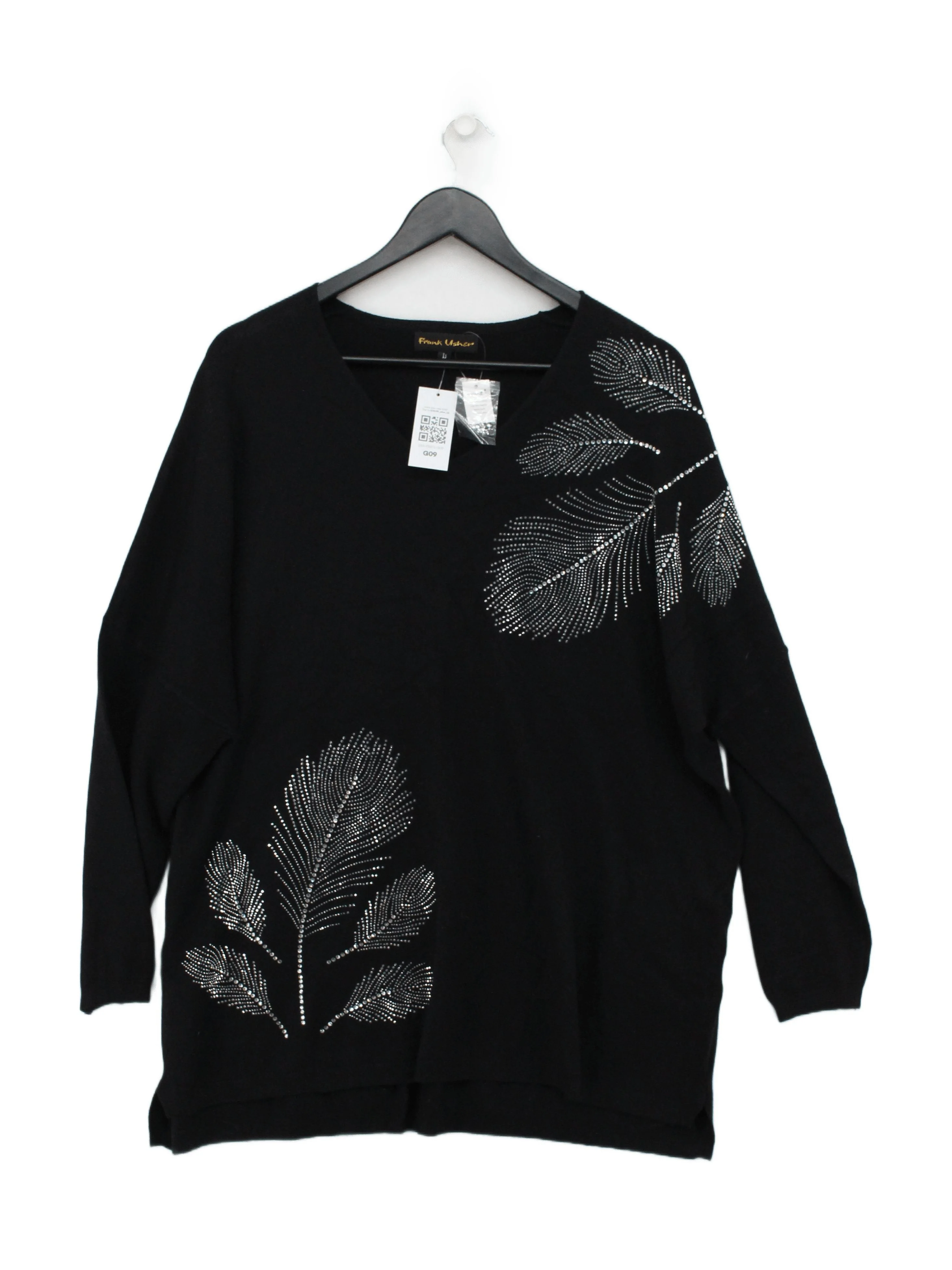 Frank Usher Women's Top L Black Viscose with Polyester, Nylon Tunic