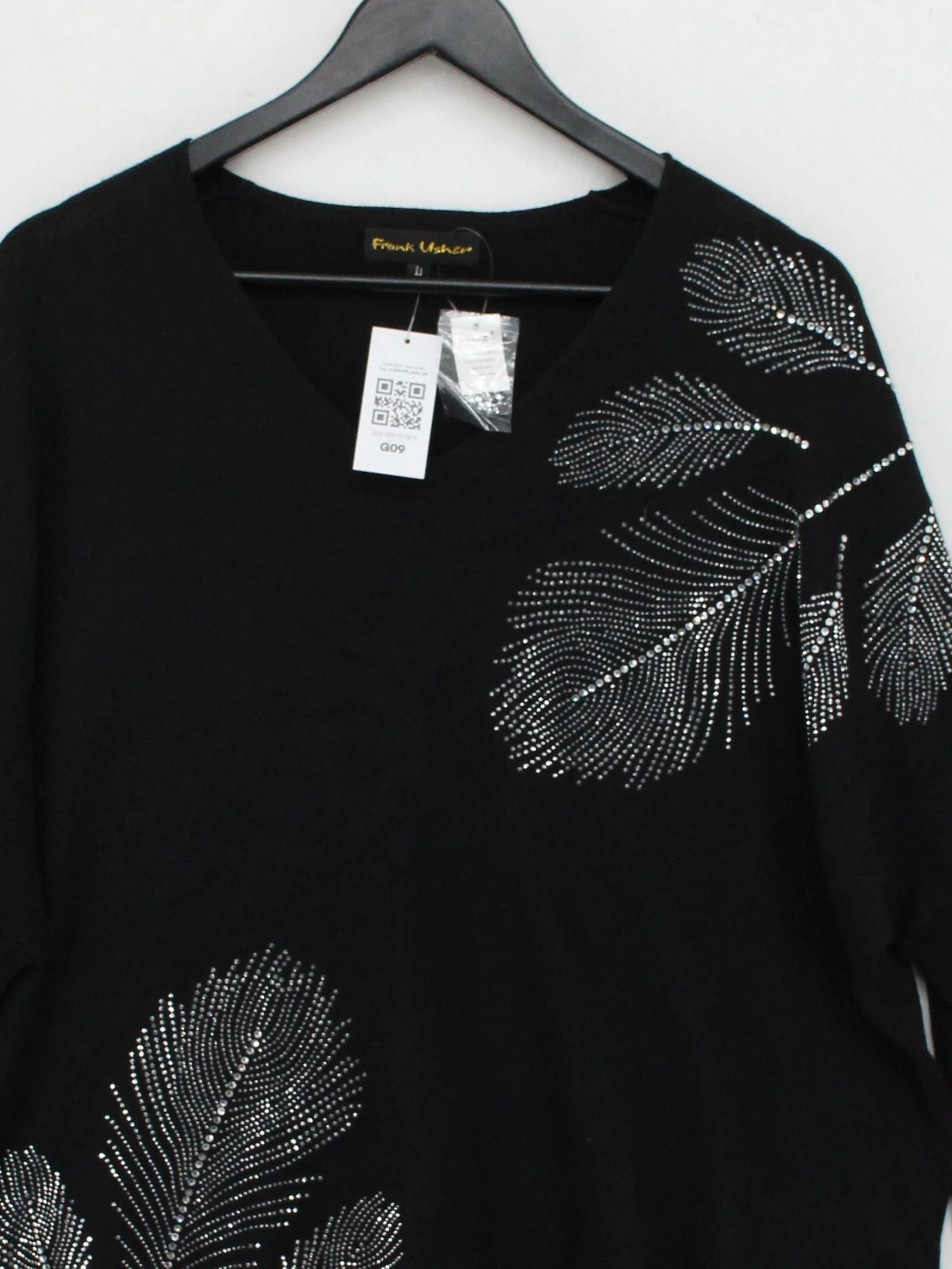 Frank Usher Women's Top L Black Viscose with Polyester, Nylon Tunic - Image 3