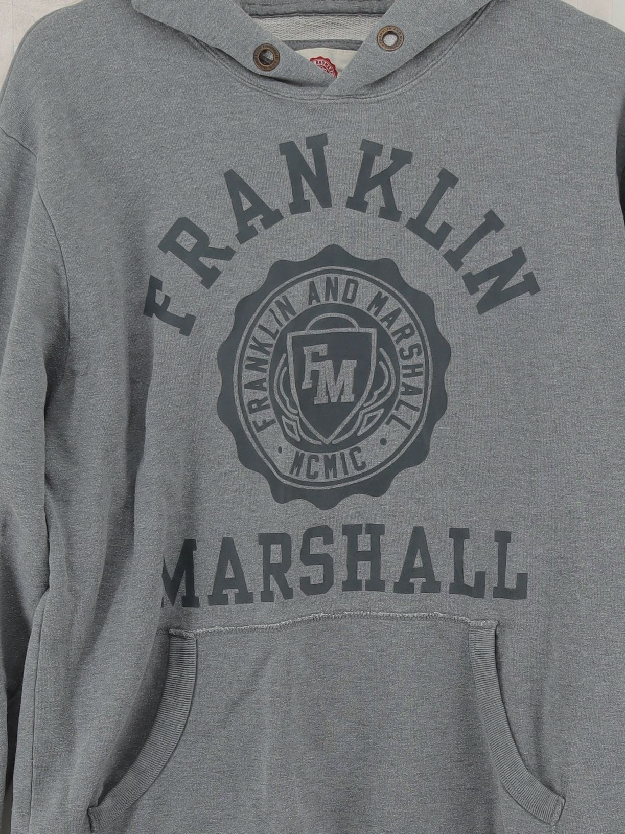 Franklin & Marshall Men's Hoodie XL Grey Graphic 100% Cotton Pullover - Image 3