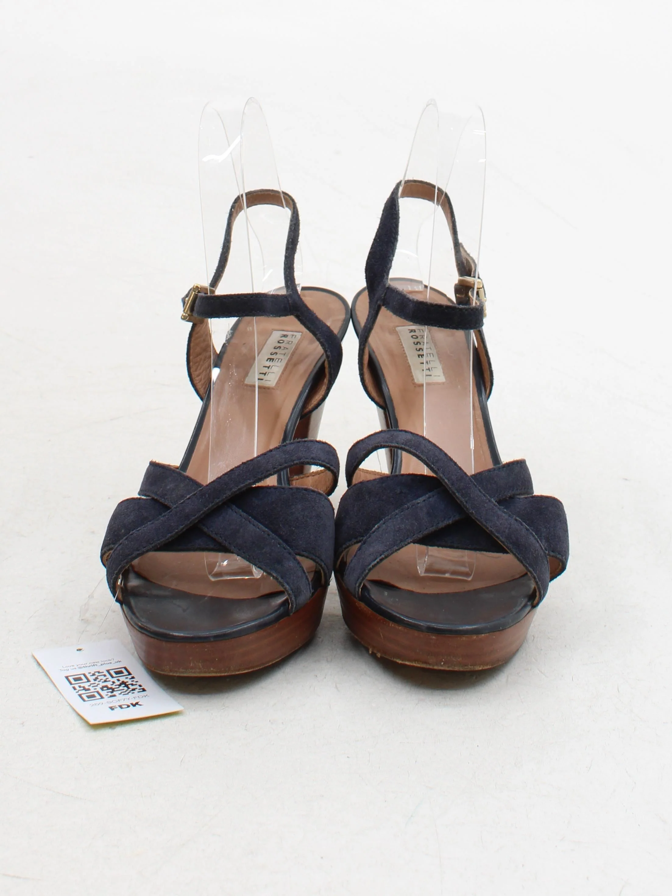 Fratelli Rossetti Women's Heels UK 6 Blue Suede with Leather Platform - Image 2