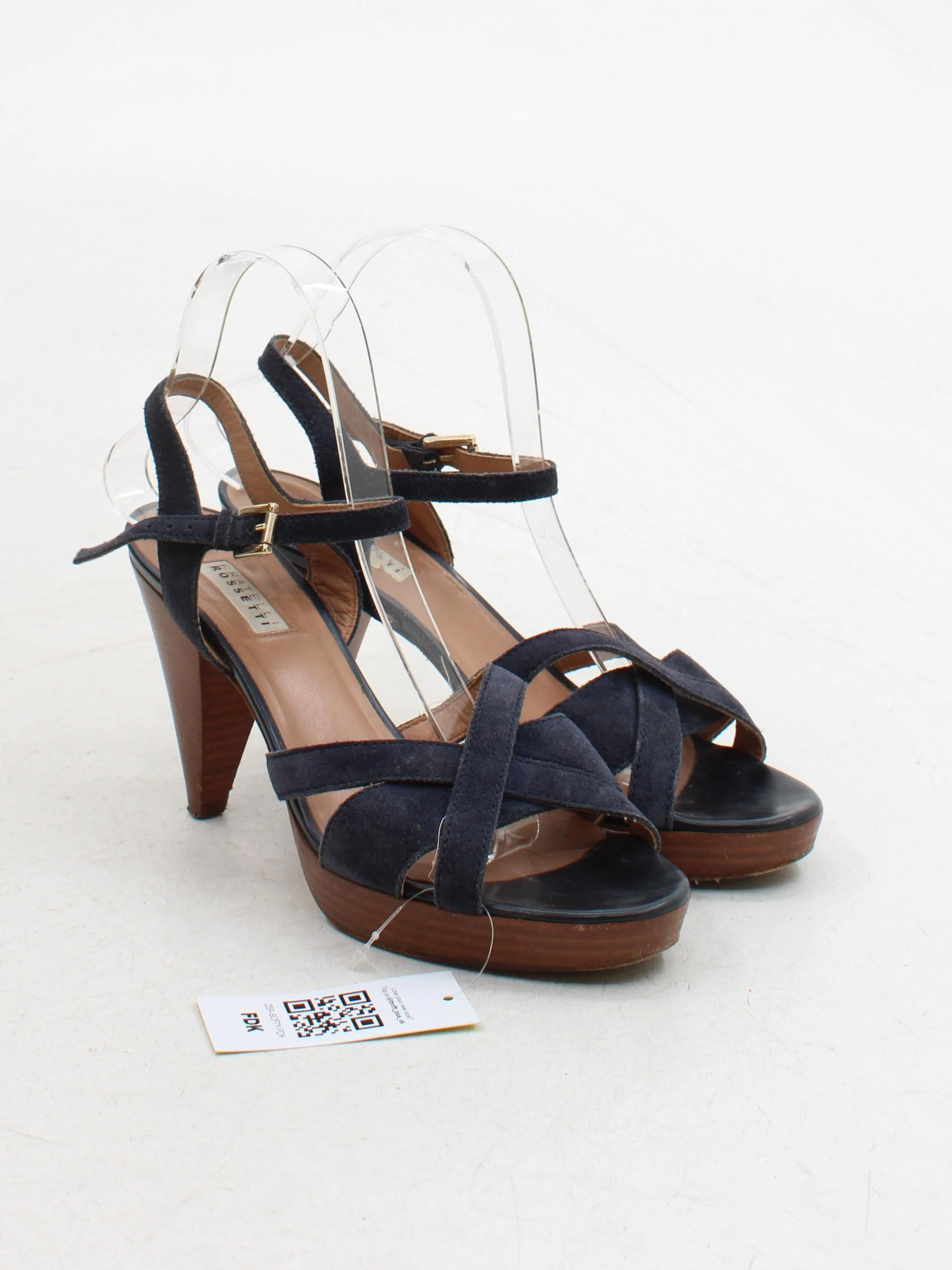 Fratelli Rossetti Women's Heels UK 6 Blue Suede with Leather Platform - Image 4