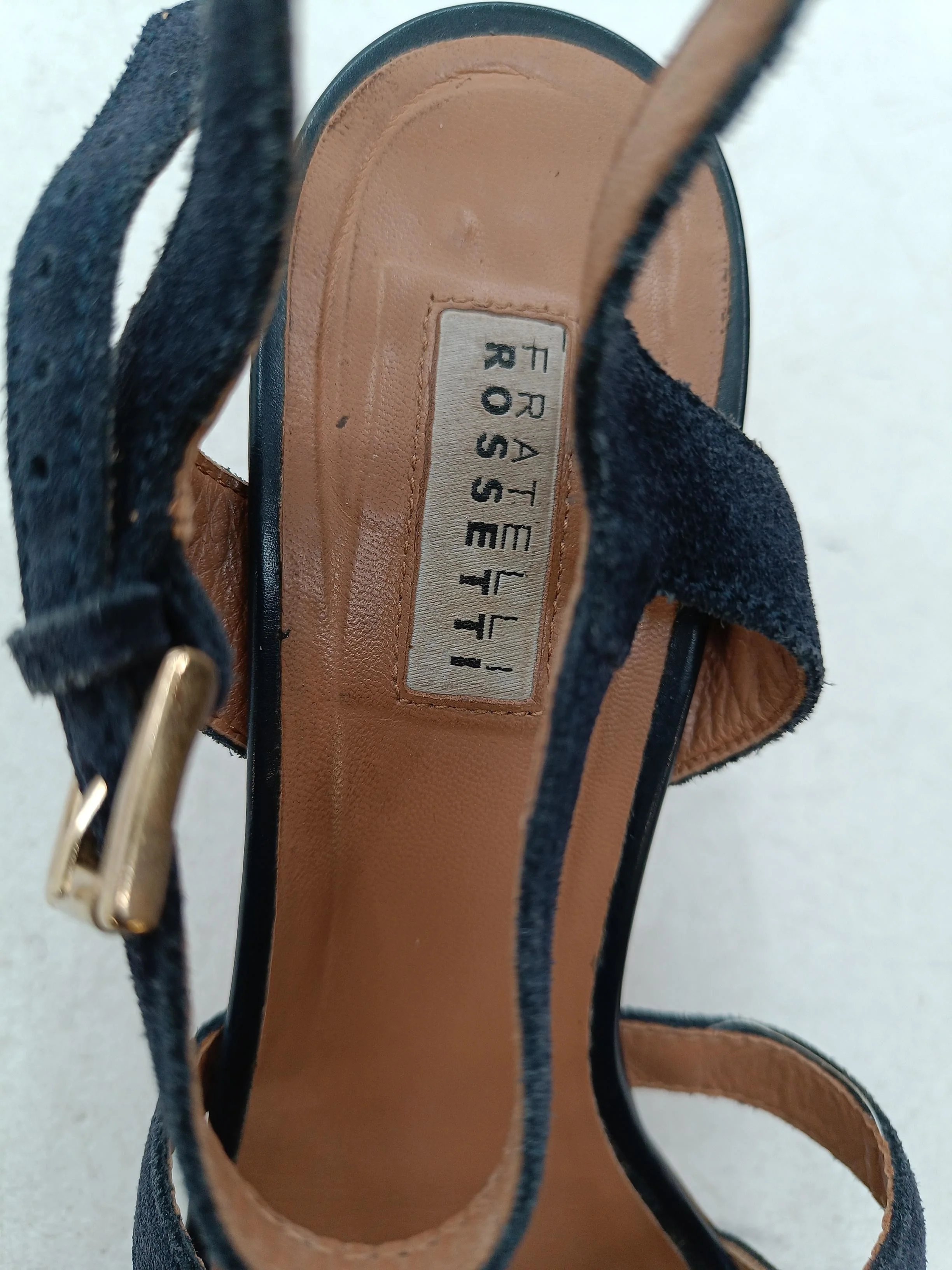Fratelli Rossetti Women's Heels UK 6 Blue Suede with Leather Platform - Image 6